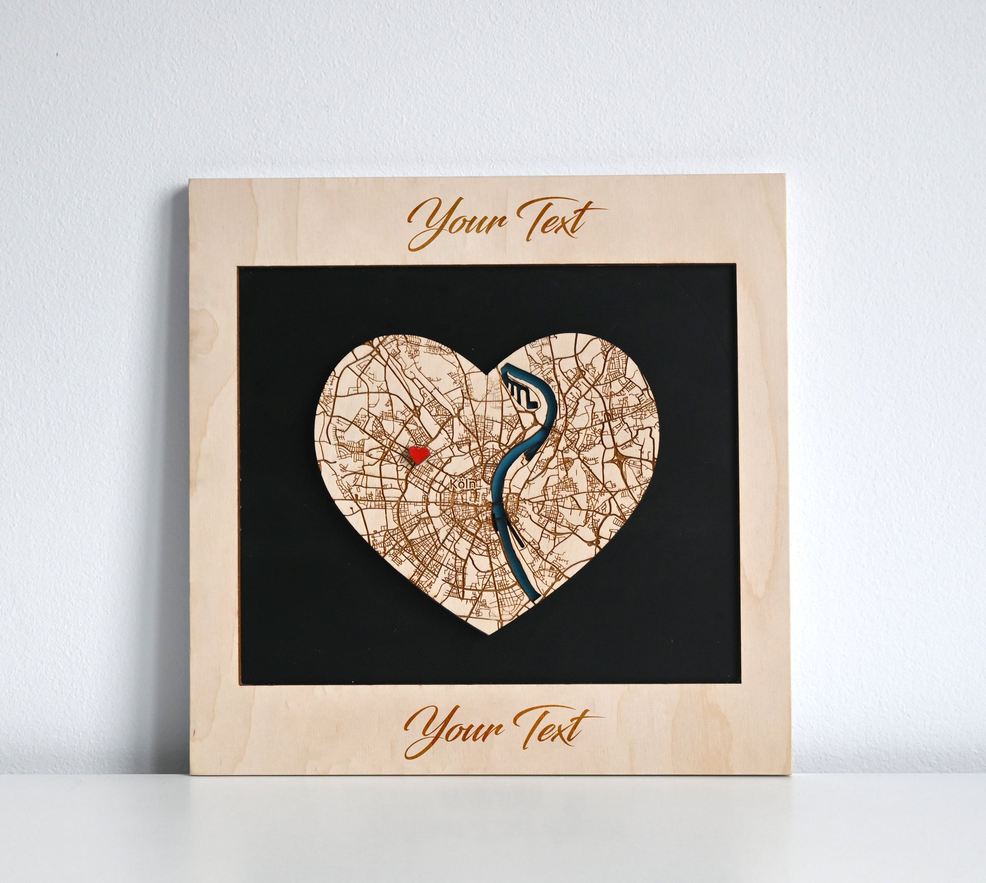 Personalized Wooden Heart Map - One Location Gift for Weddings & Couples