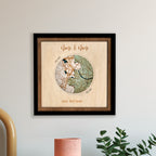 Personalized Wooden Circle Map Puzzle - Two Locatios Frame Gift for Weddings & Couples