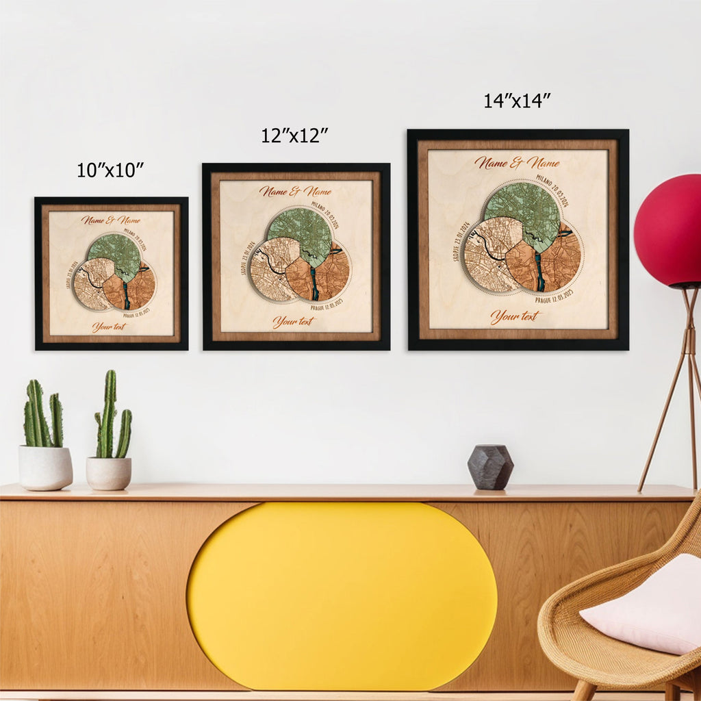 Personalized Wooden Infinity Map - Custom Infinity Frame Map Gift for Housewarming & Friend