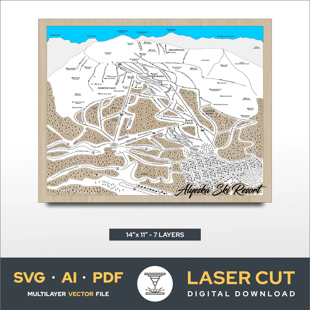 Alyeska Ski Resort Laser Cut File