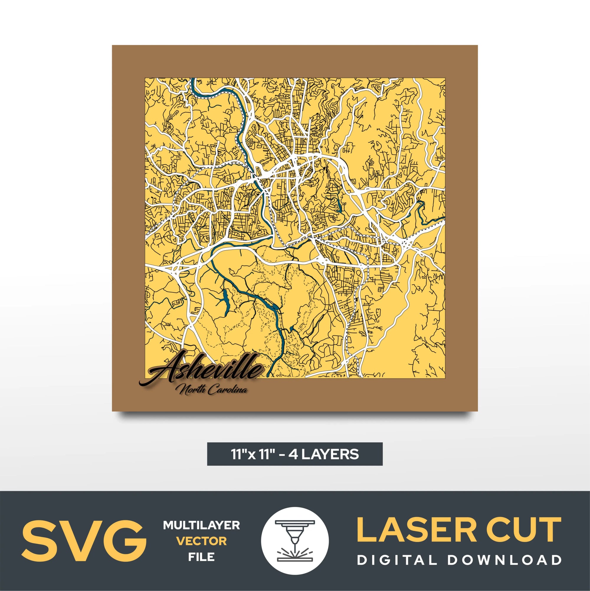 Asheville North Carolina Laser Cut File