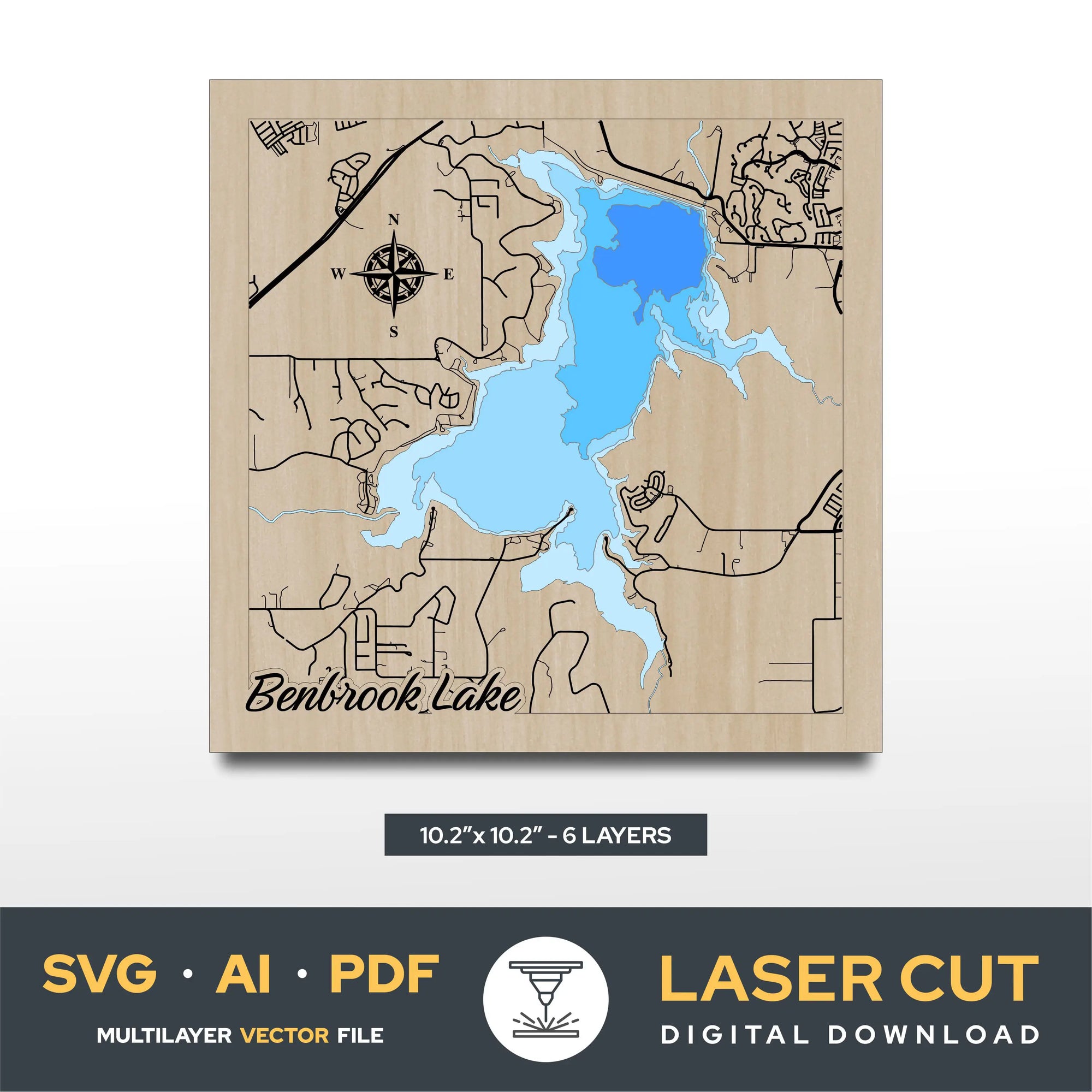 Benbrook Lake Texas Laser Cut File
