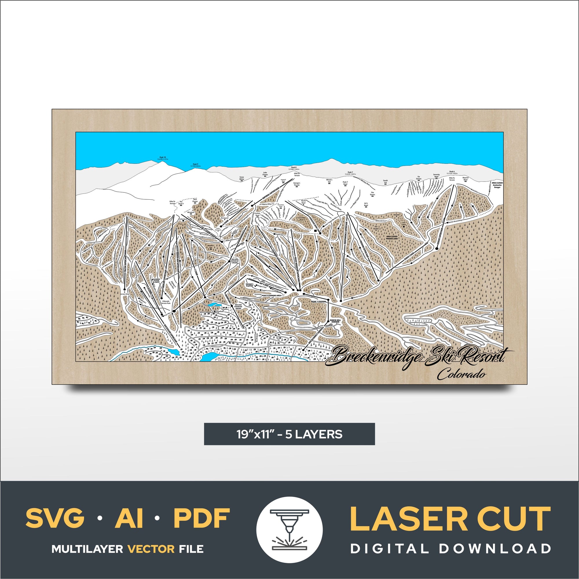 Breckenridge Ski Resort Laser Cut File