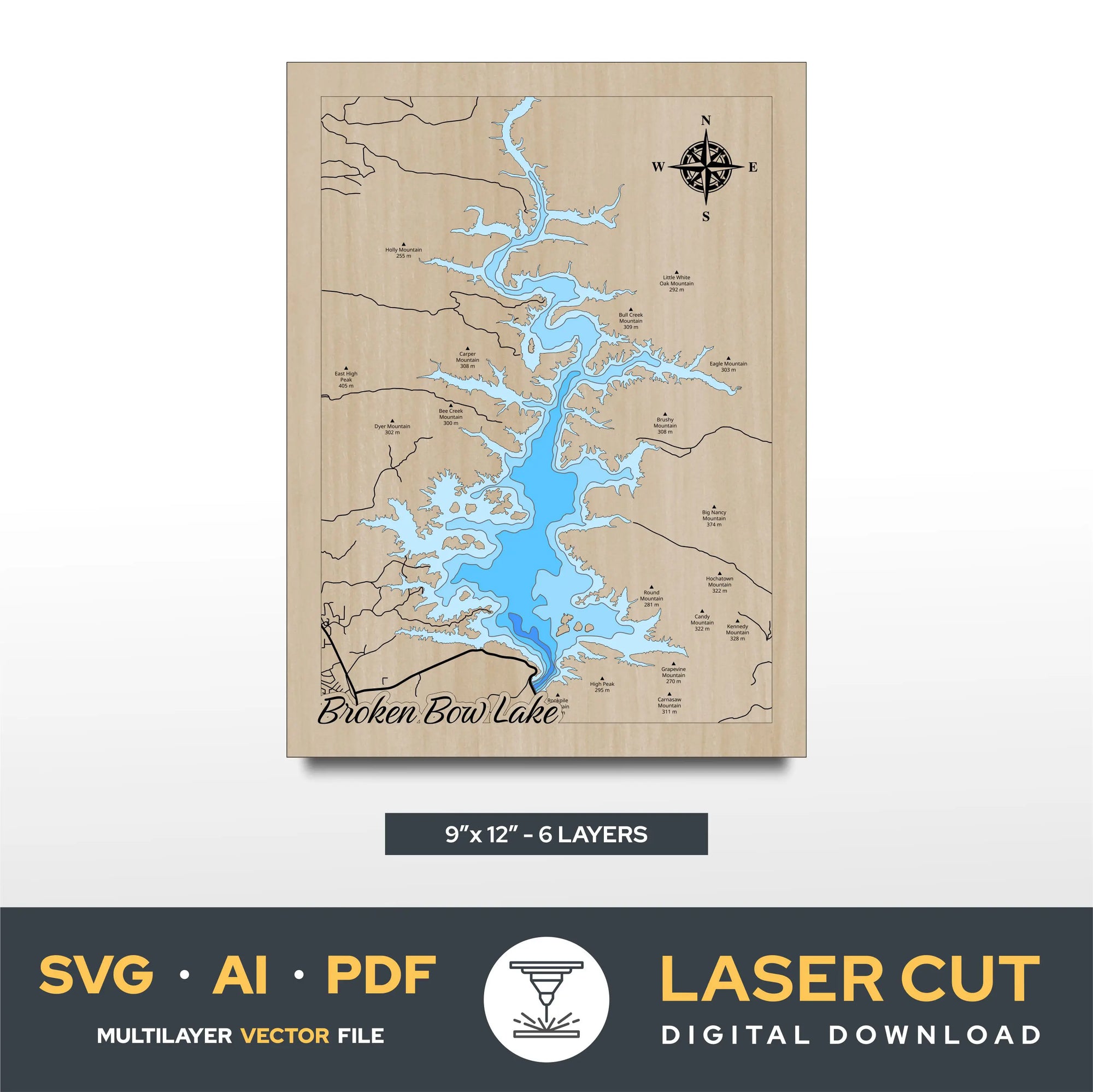 Broken Bow Lake Oklahoma Laser Cut File