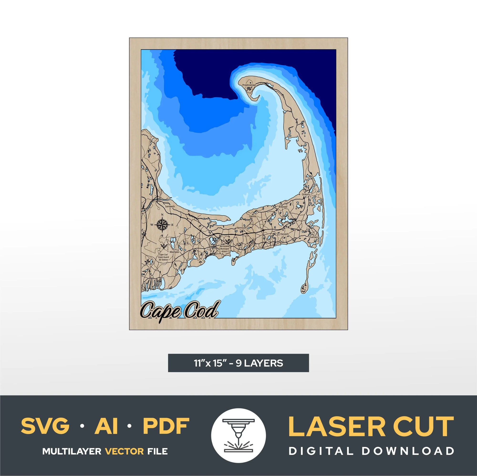 Cape Cod Massachusetts Laser Cut File