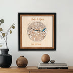 Personalized Wooden Circle Map - One Location Frame Gift for Weddings & Couples