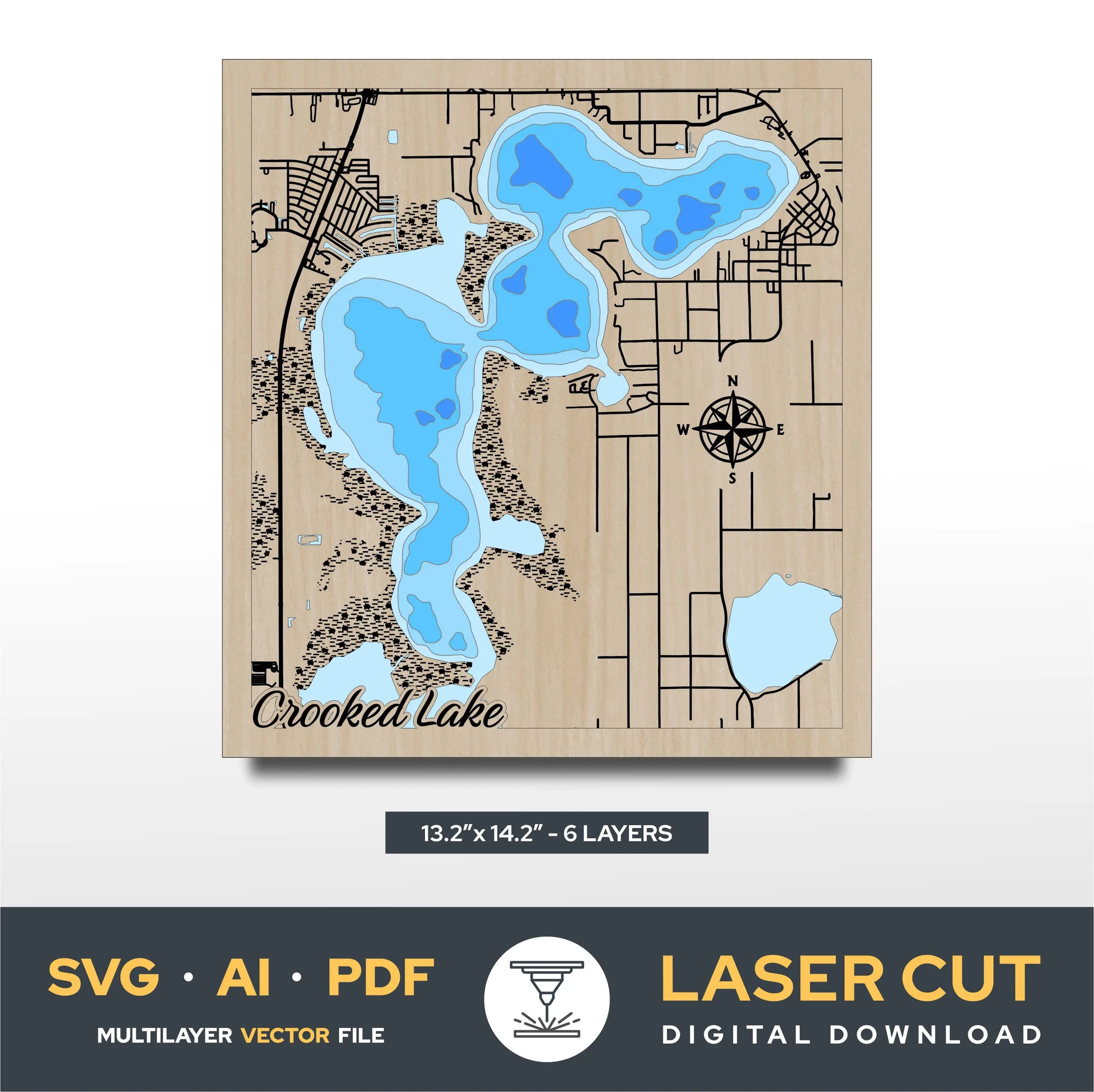 Crooked Lake Florida Laser Cut File