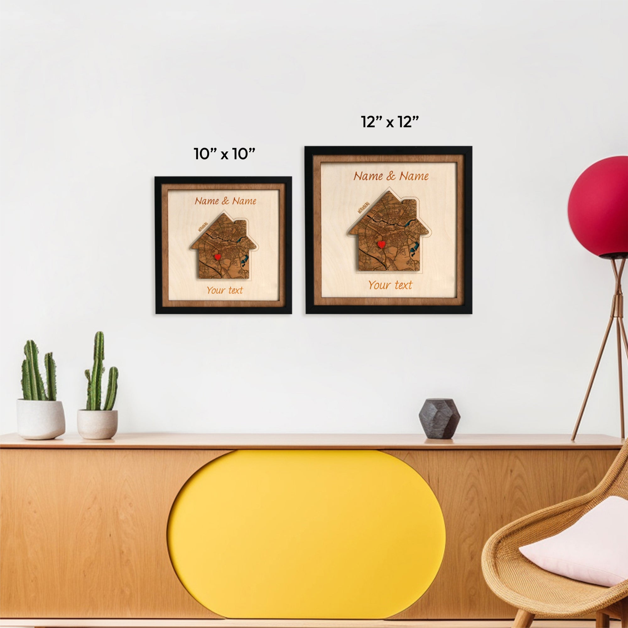 Personalized Wooden House Map - Custom Home Map Gift for Housewarming & New Home