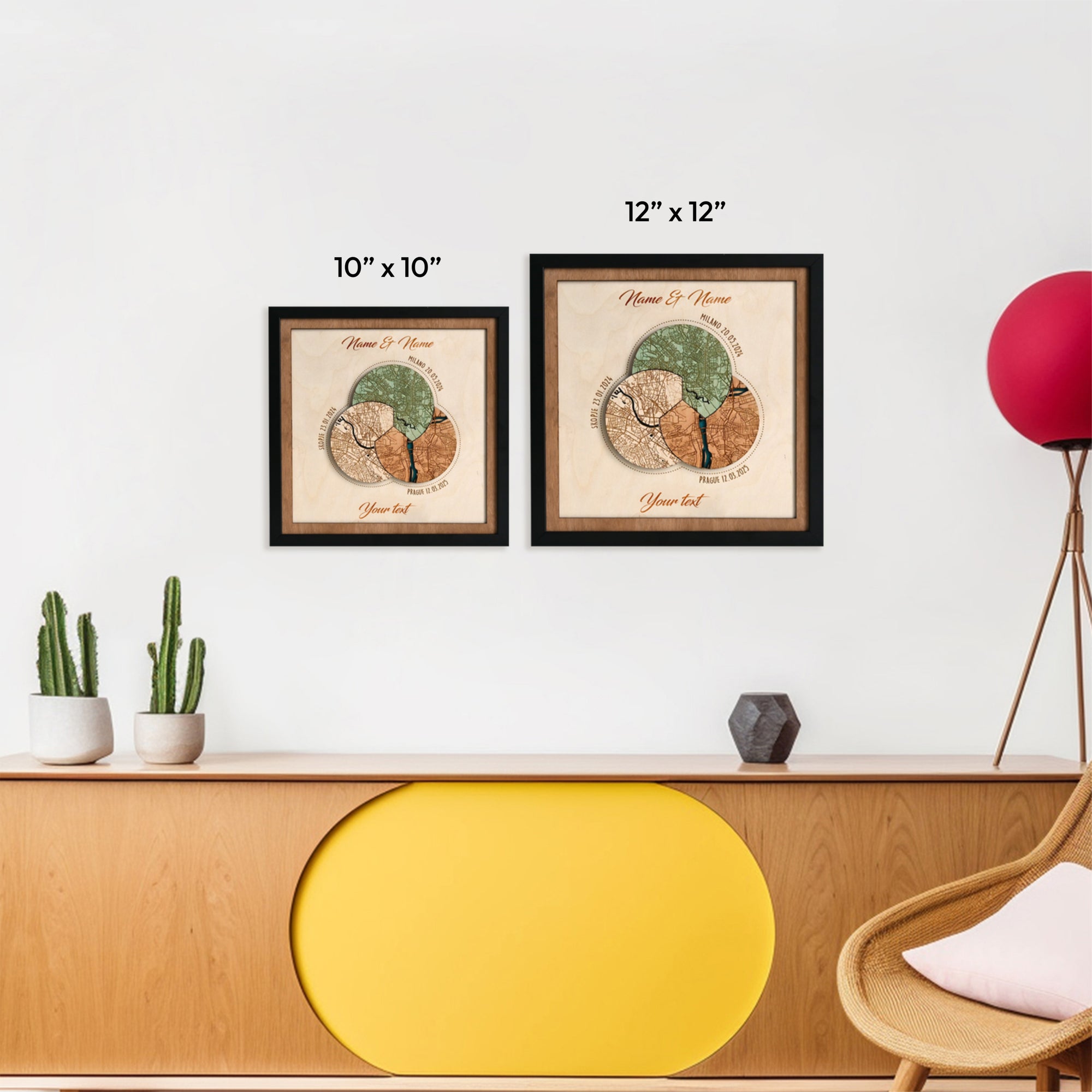 Personalized Wooden Infinity Map - Custom Infinity Frame Map Gift for Housewarming & Friend