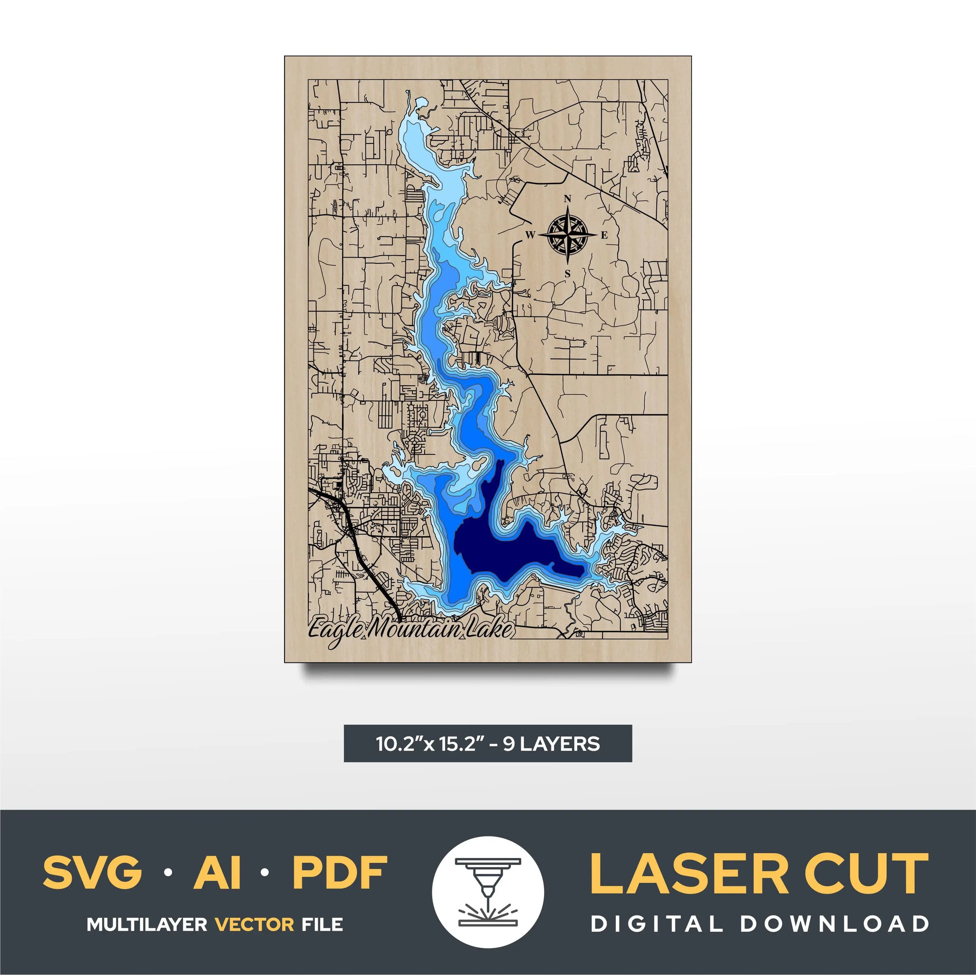 Eagle Mountain Lake Texas Laser Cut File