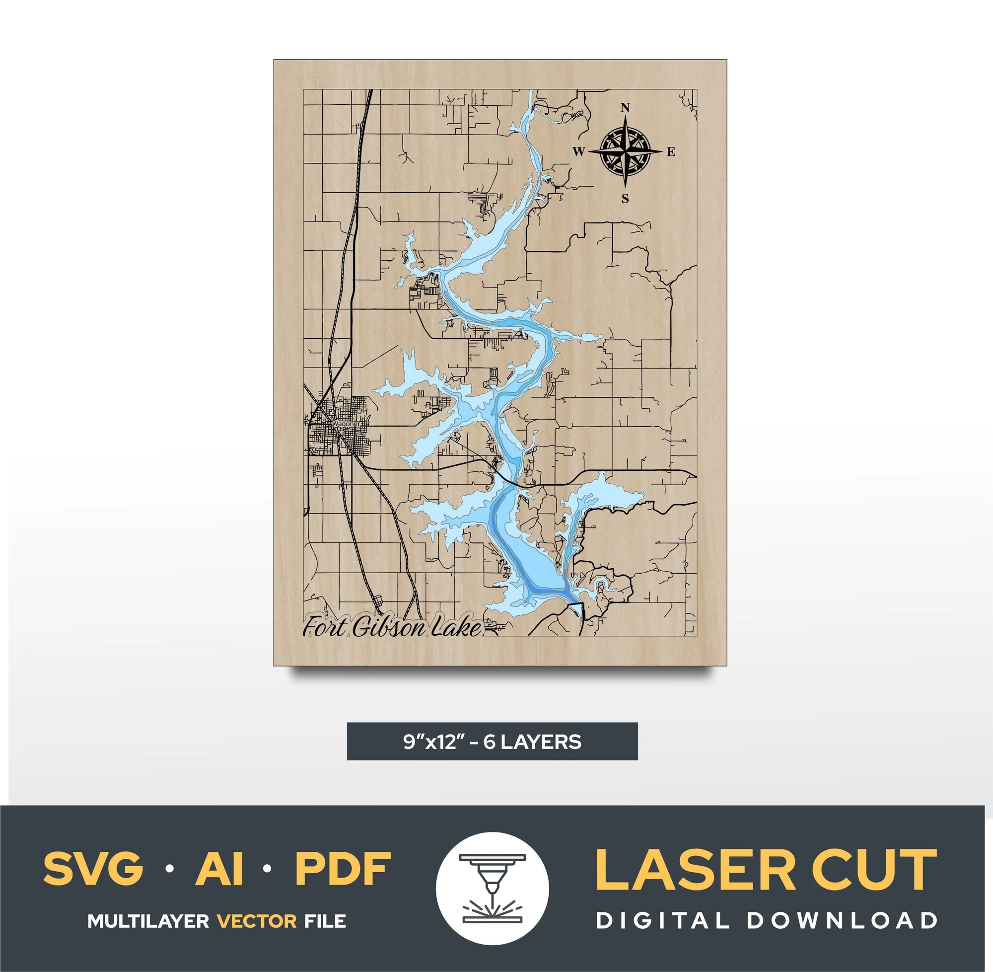 Fort Gibson Lake Oklahoma Laser Cut File