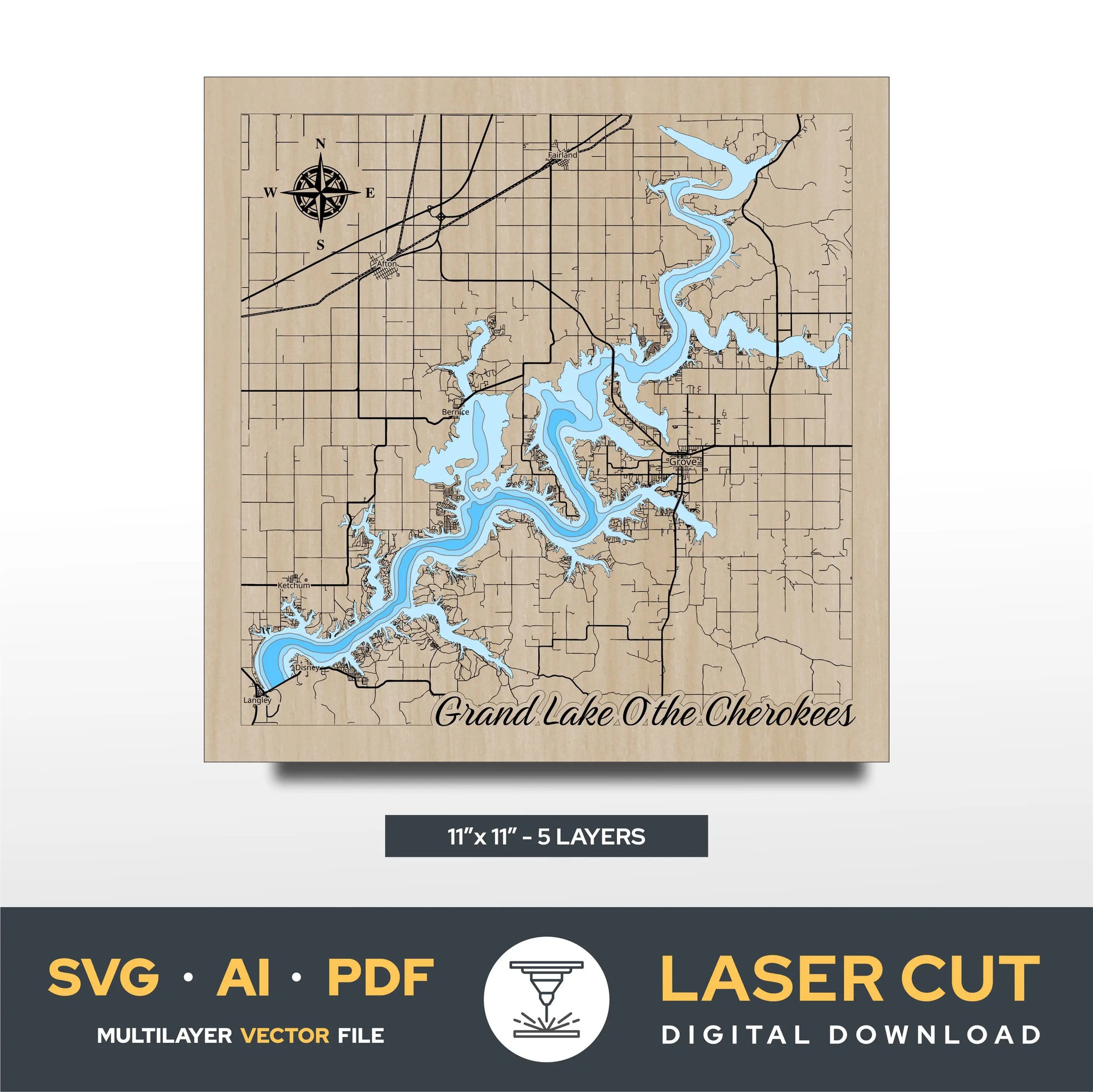 Grand Lake O`the Cherokees Oklahoma Laser Cut File