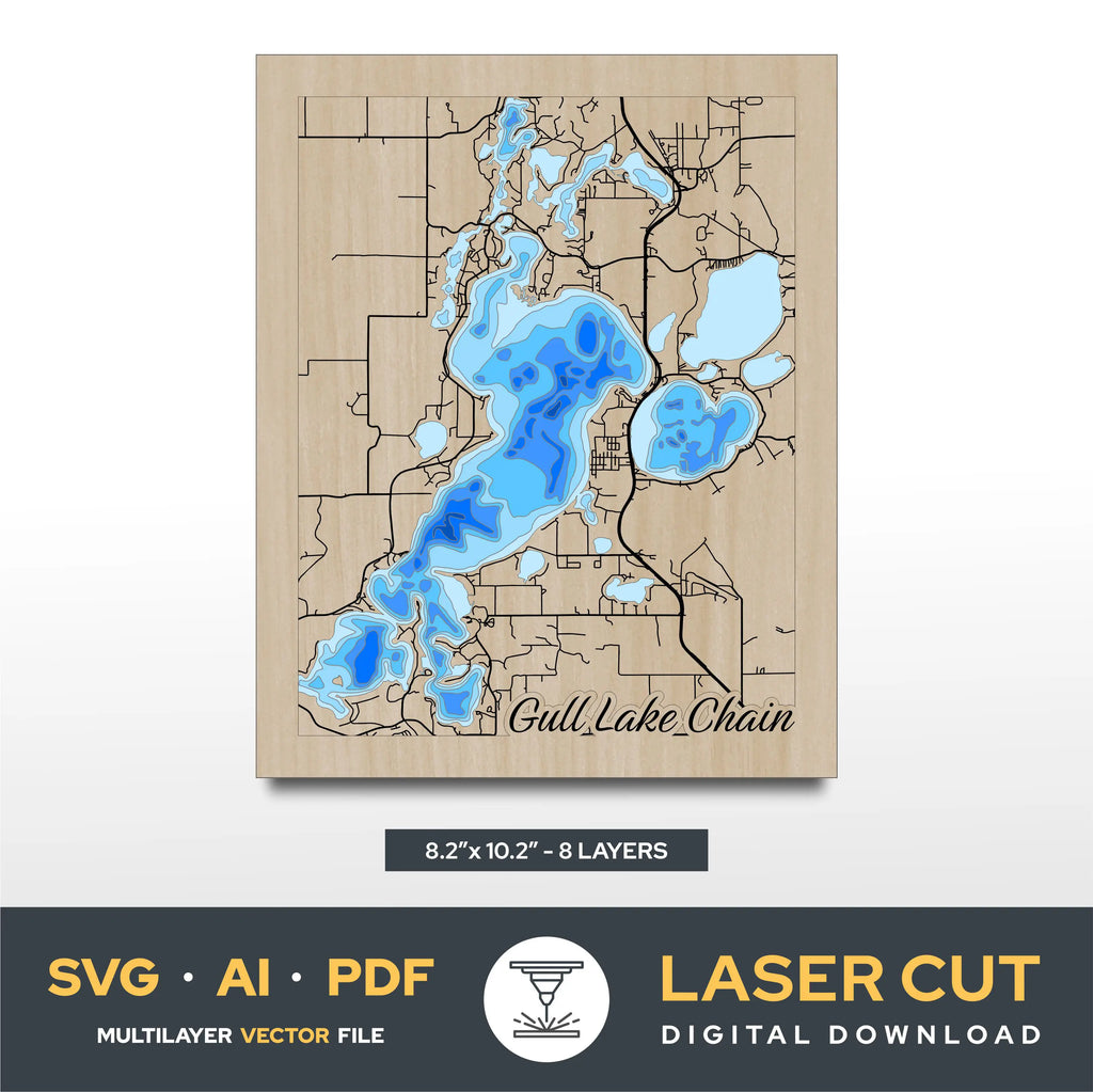 Gull Lake Chain Minnesota Laser Cut File