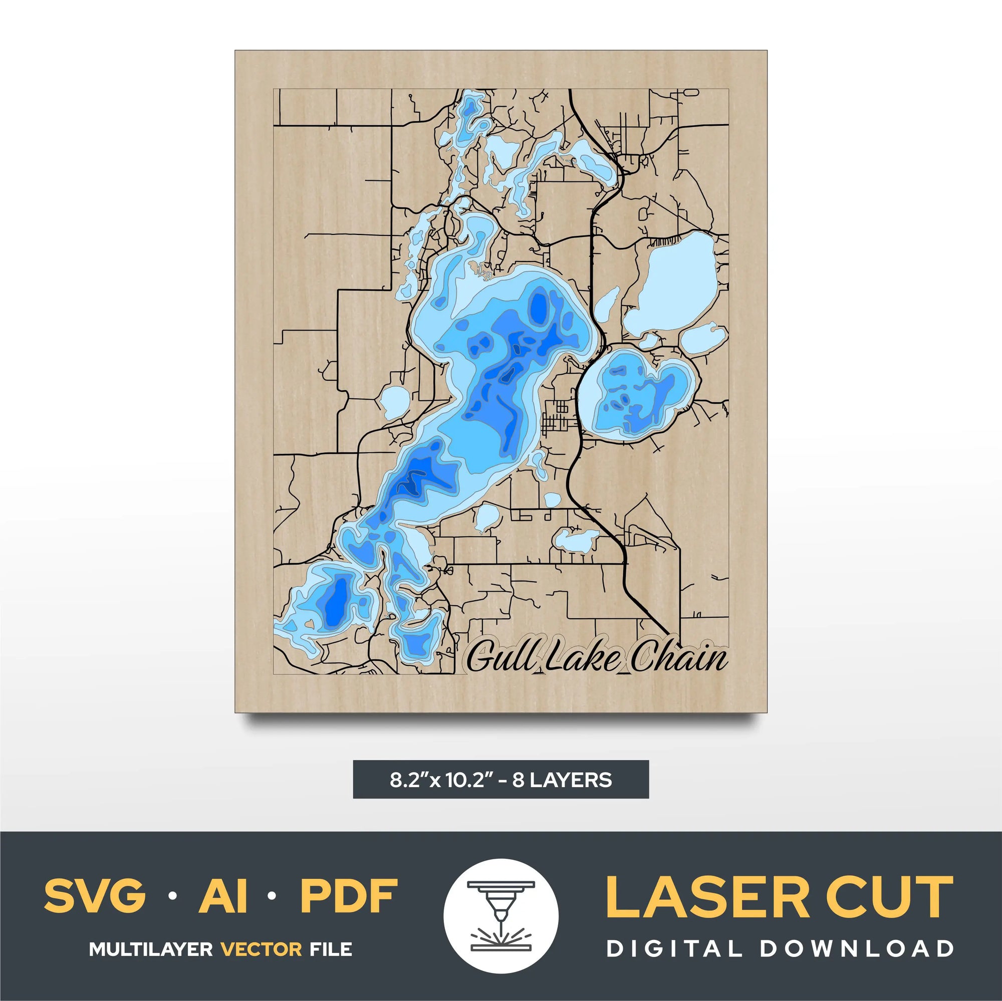 Gull Lake Chain Minnesota Laser Cut File