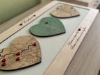 Personalized Wooden Heart Maps - Three Locatios Gift for Weddings & Couples