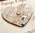 Personalized Wooden Heart Map - One Location Gift for Weddings & Couples