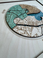 Personalized Wooden Circle Map - One Location Frame Gift for Weddings & Couples