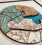 Personalized Wooden Circle Map Puzzle - Three Locatios Frame Gift for Weddings & Couples