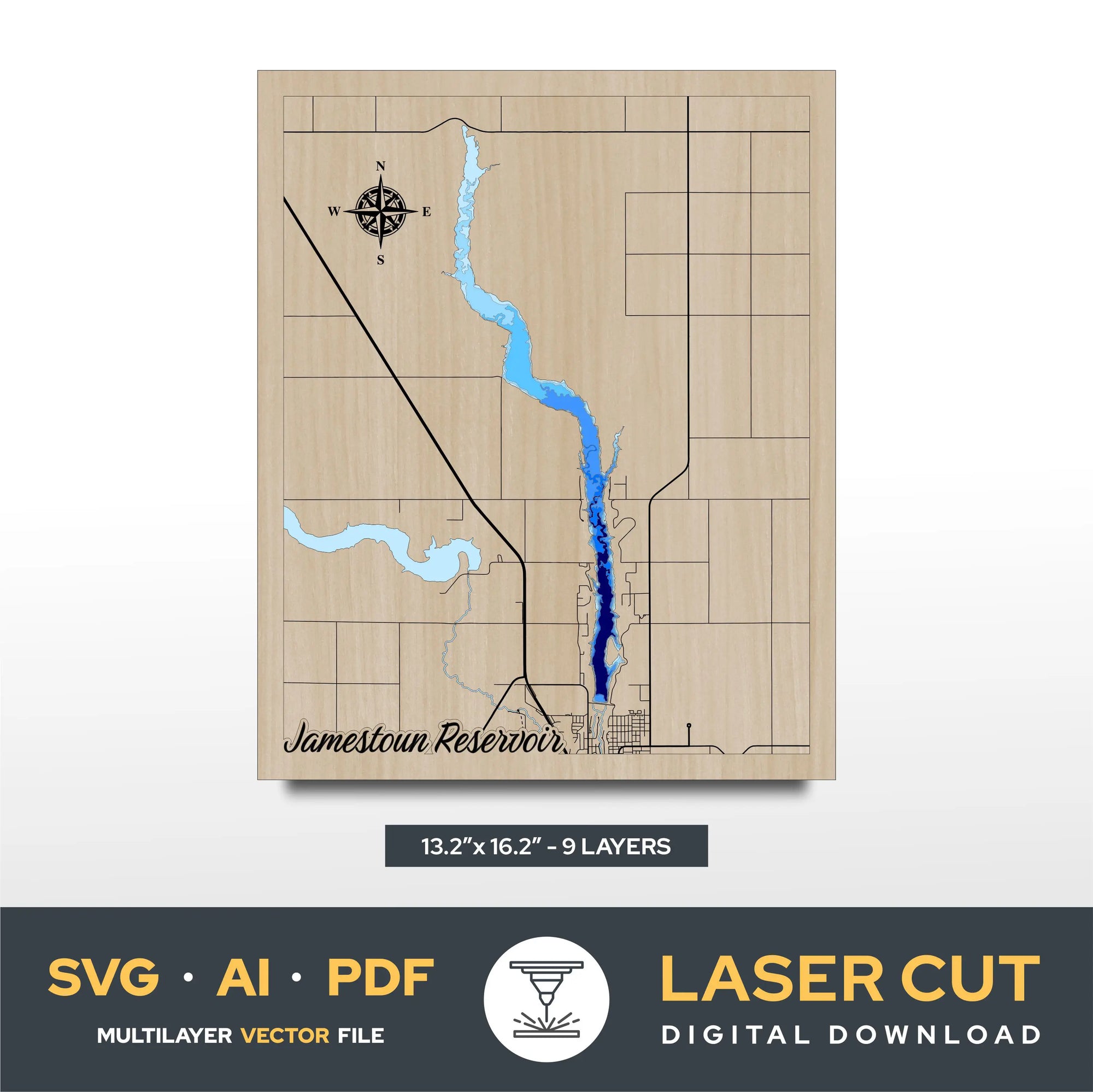 Jamestown Reservoir Oklahoma Laser Cut File