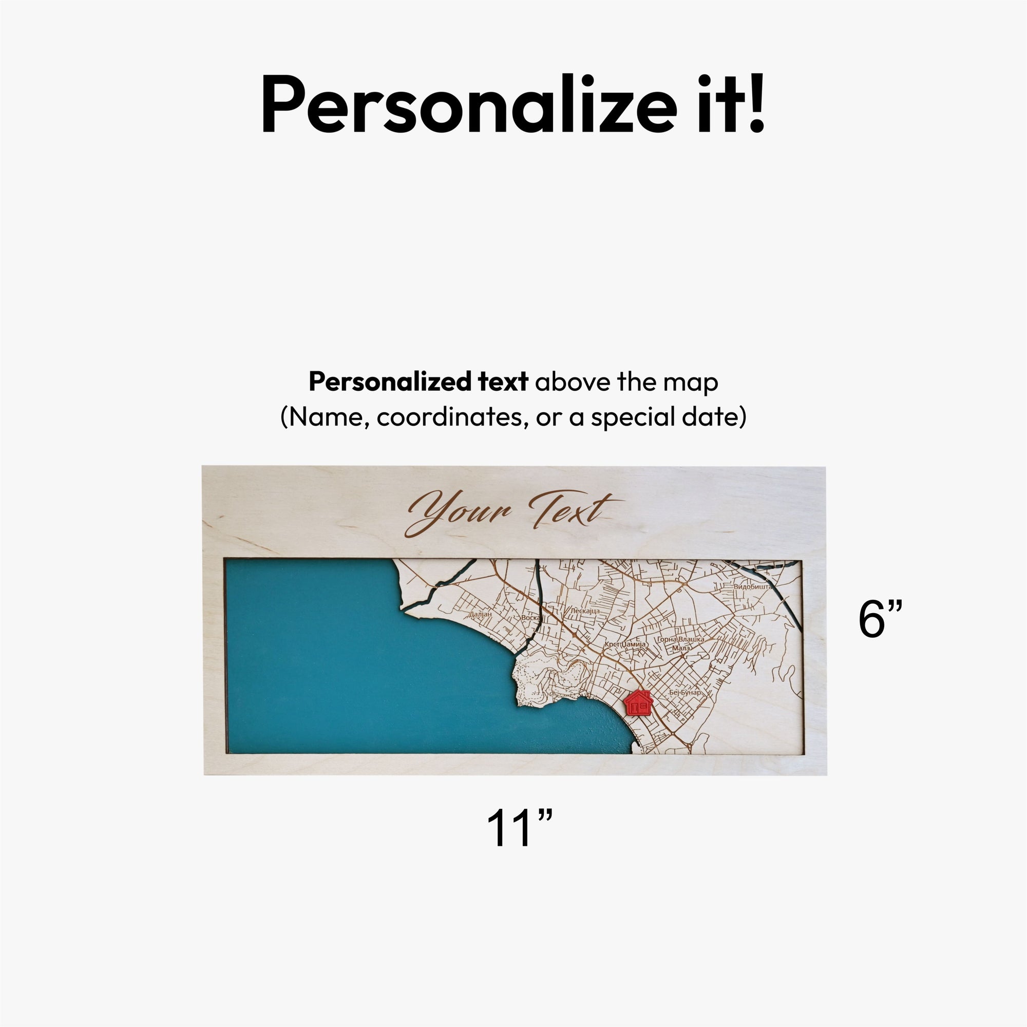 Custom Map Key Holder 4 keys - Unique Gift For New Home, Housewarming