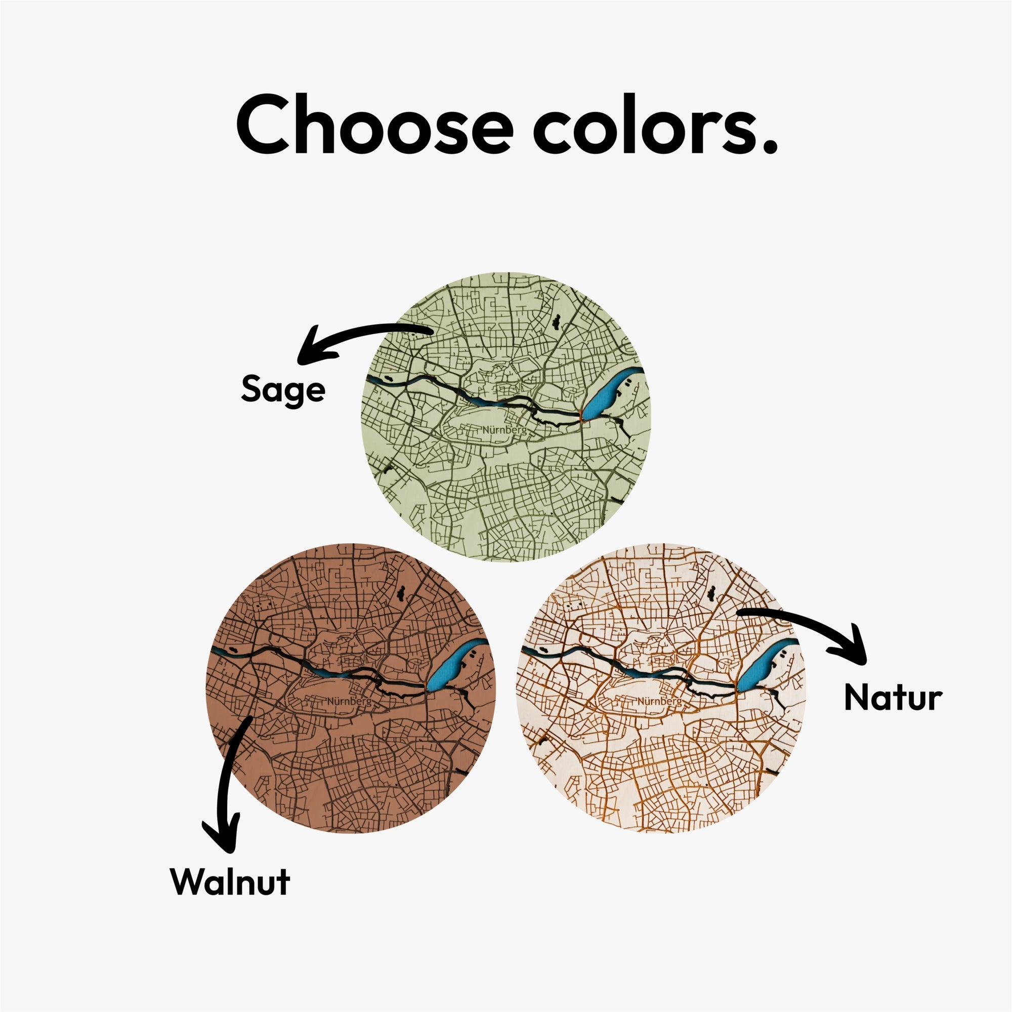 Personalized Wooden Circle Maps – Three Locations Custom Gift for Couples, Housewarming & Friends