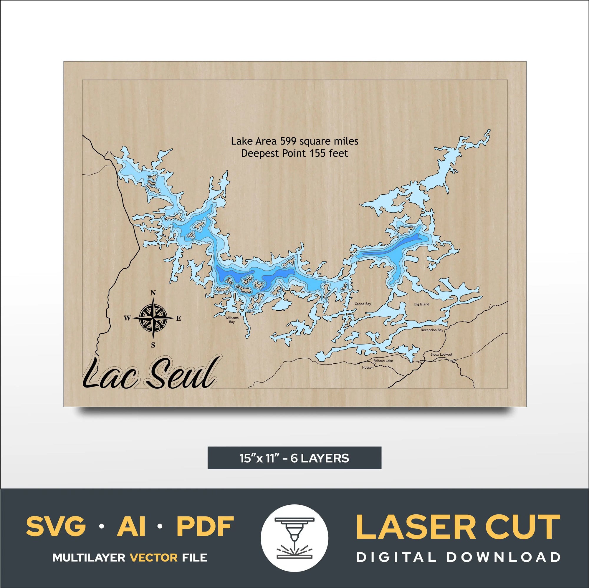 Lac Seul Ontario Laser Cut File