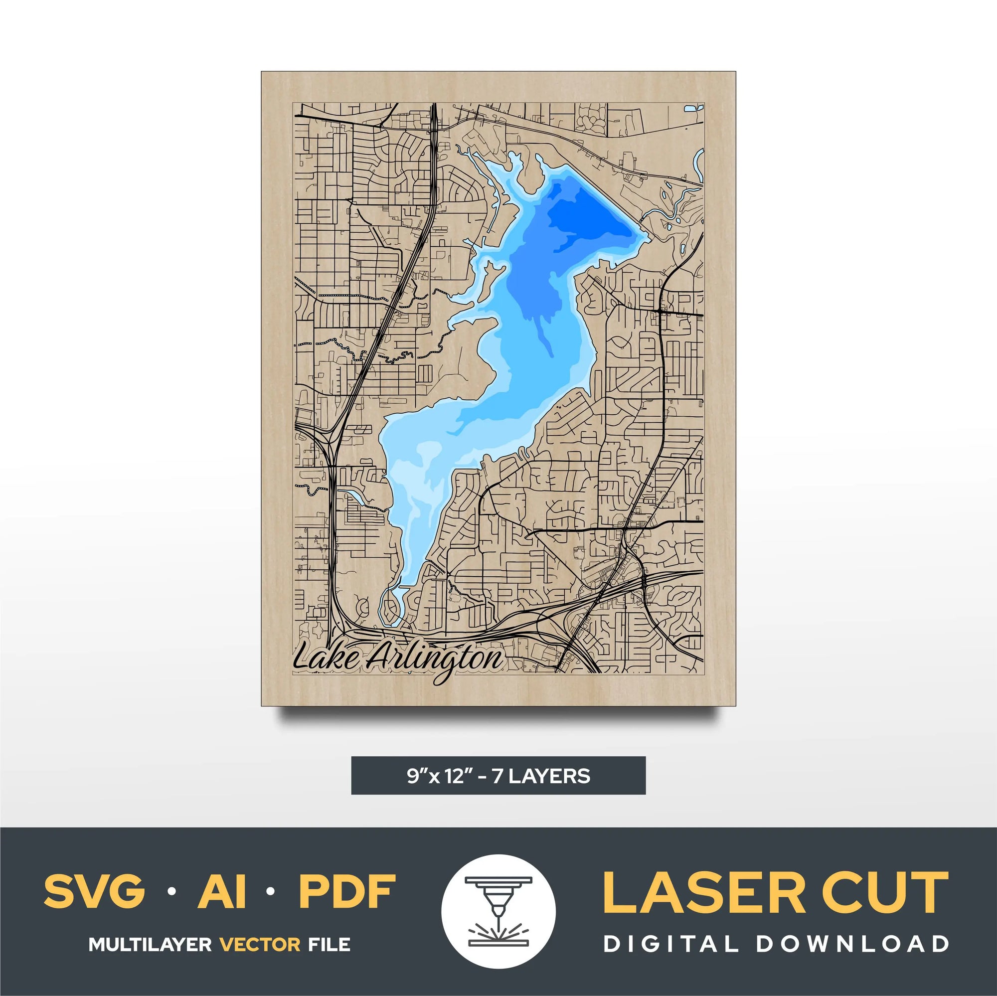 Lake Arlington Texas Laser Cut File