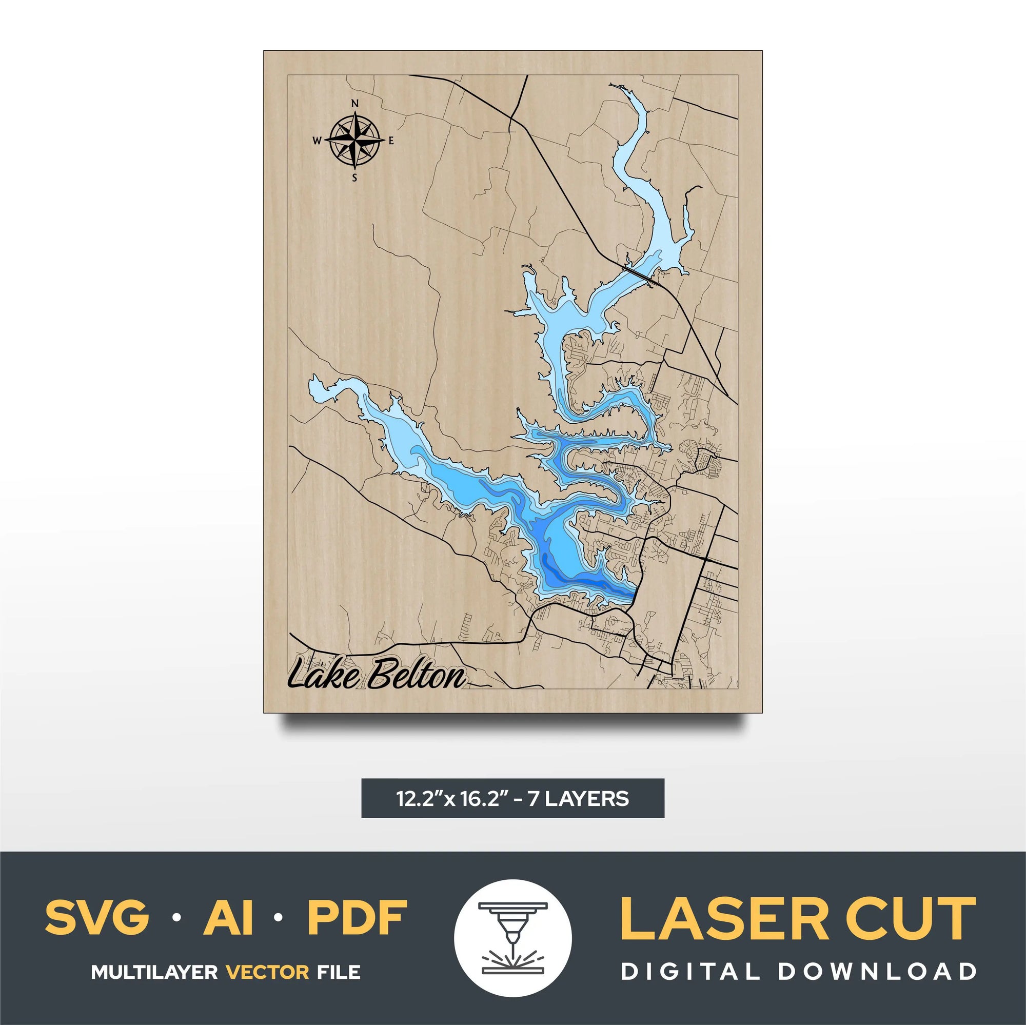 Lake Belton Texas Laser Cut File