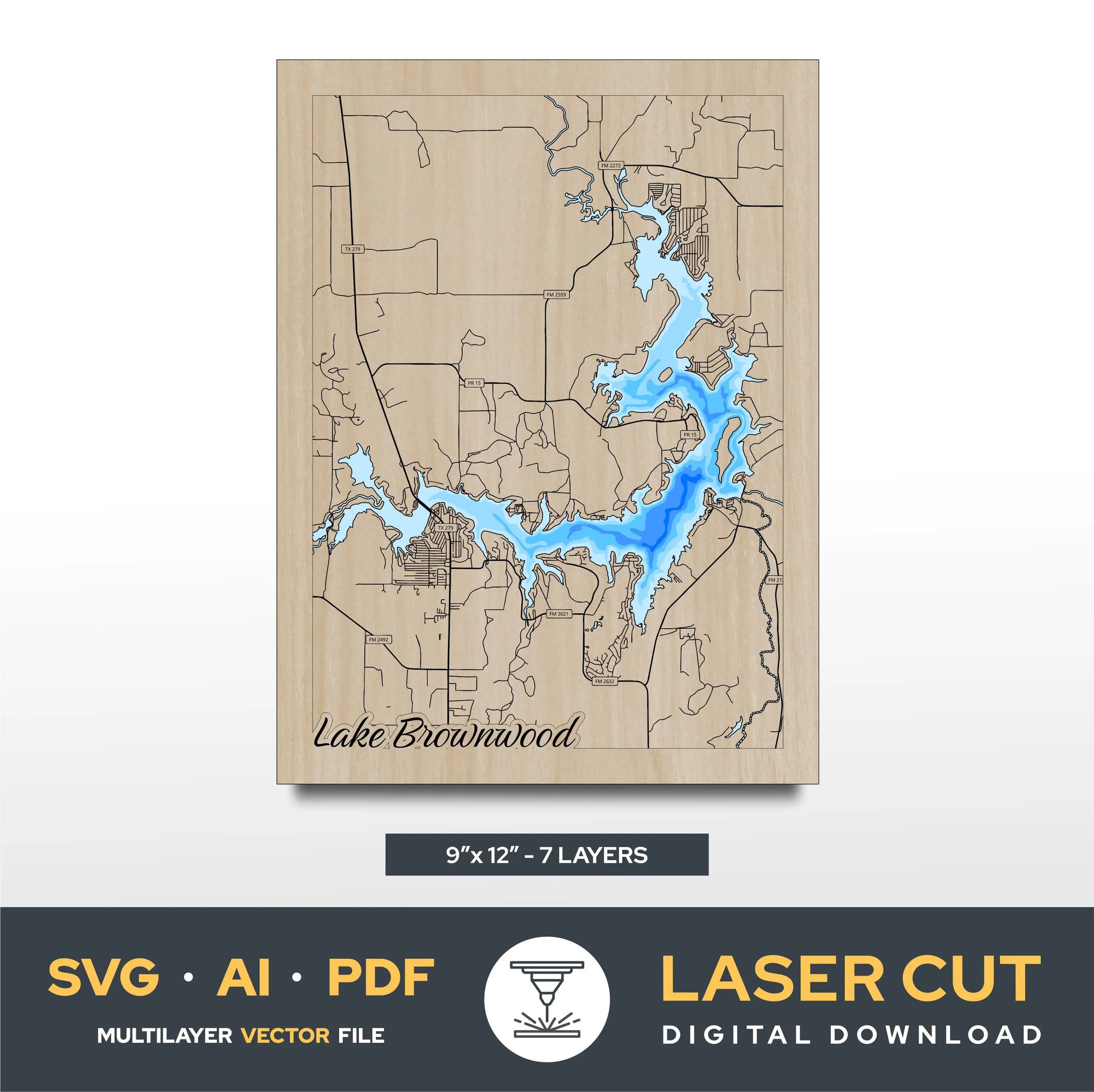 Lake Brownwood Texas Laser Cut File