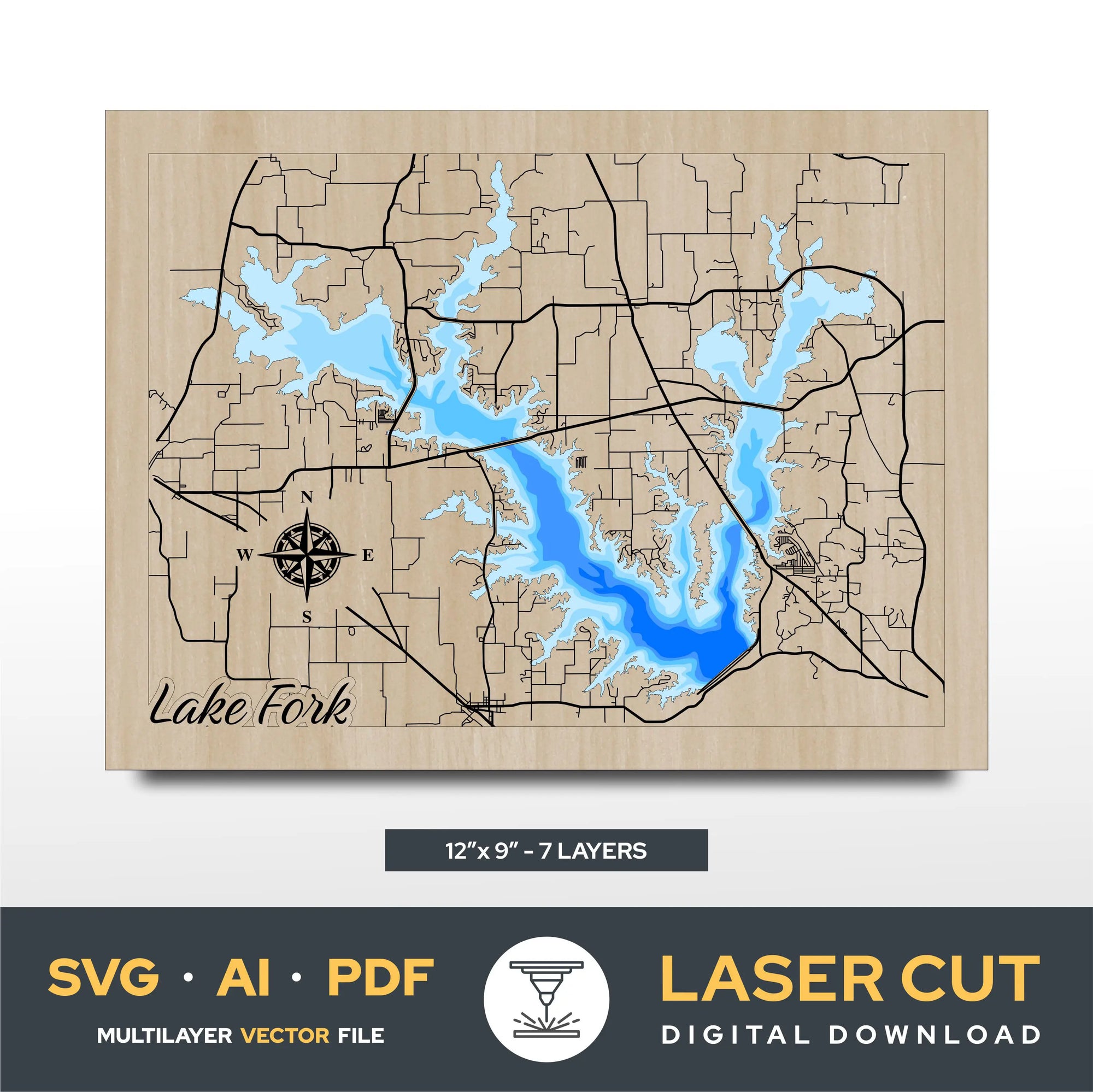 Lake Fork Texas Laser Cut File