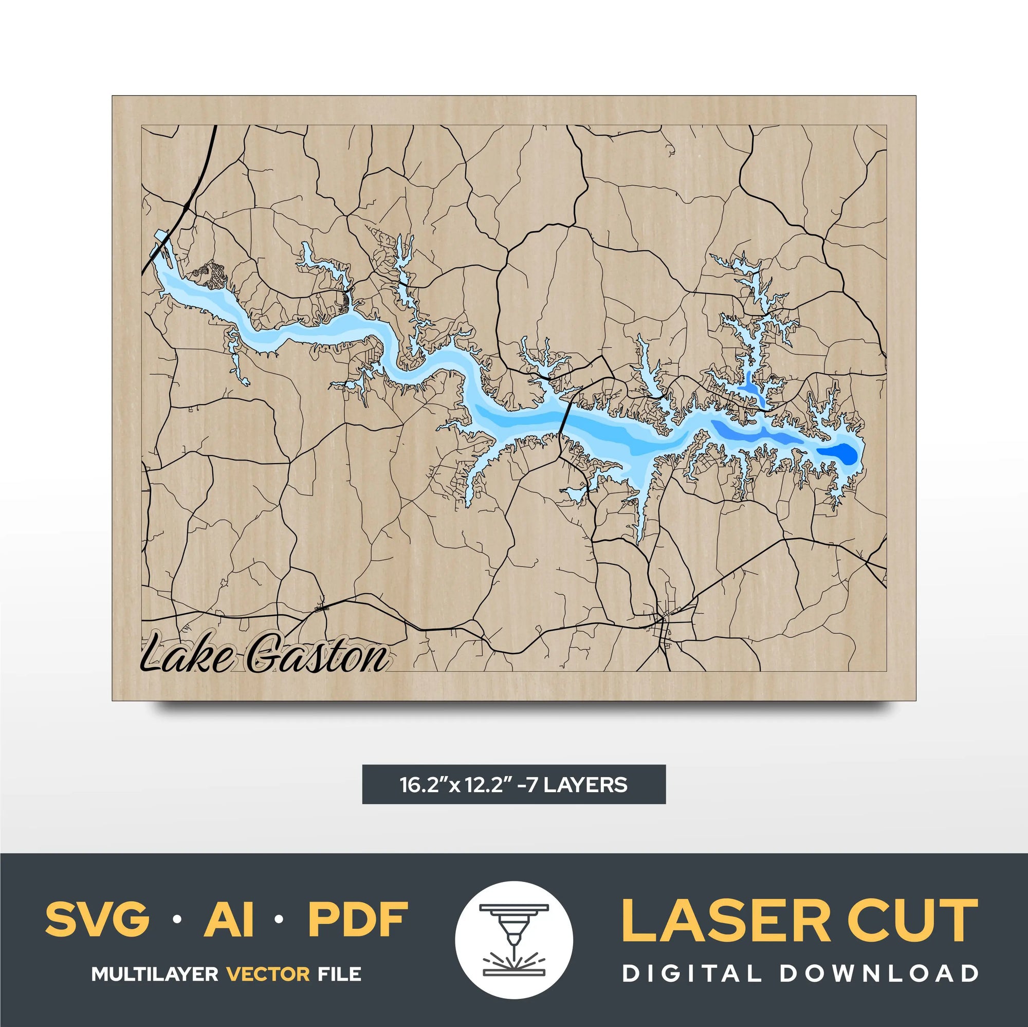Lake Gaston Nort Carolina Virginia Laser Cut File