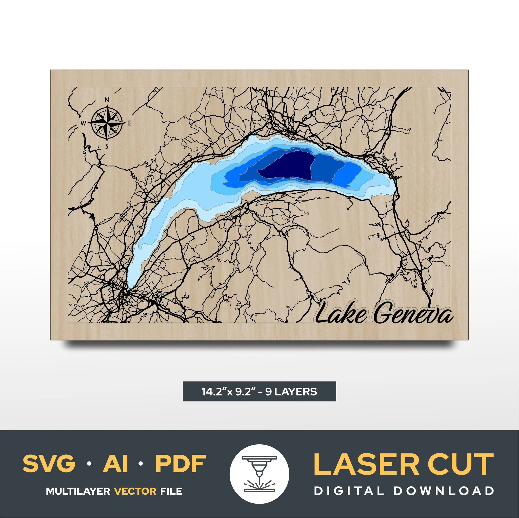Lake Geneva Wisconsin Laser Cut File