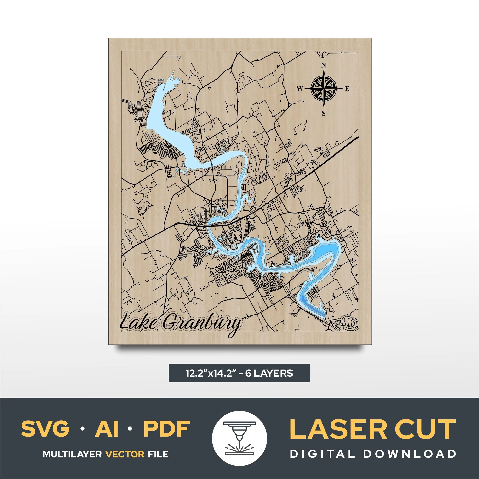 Lake Granbury Texas Laser Cut File