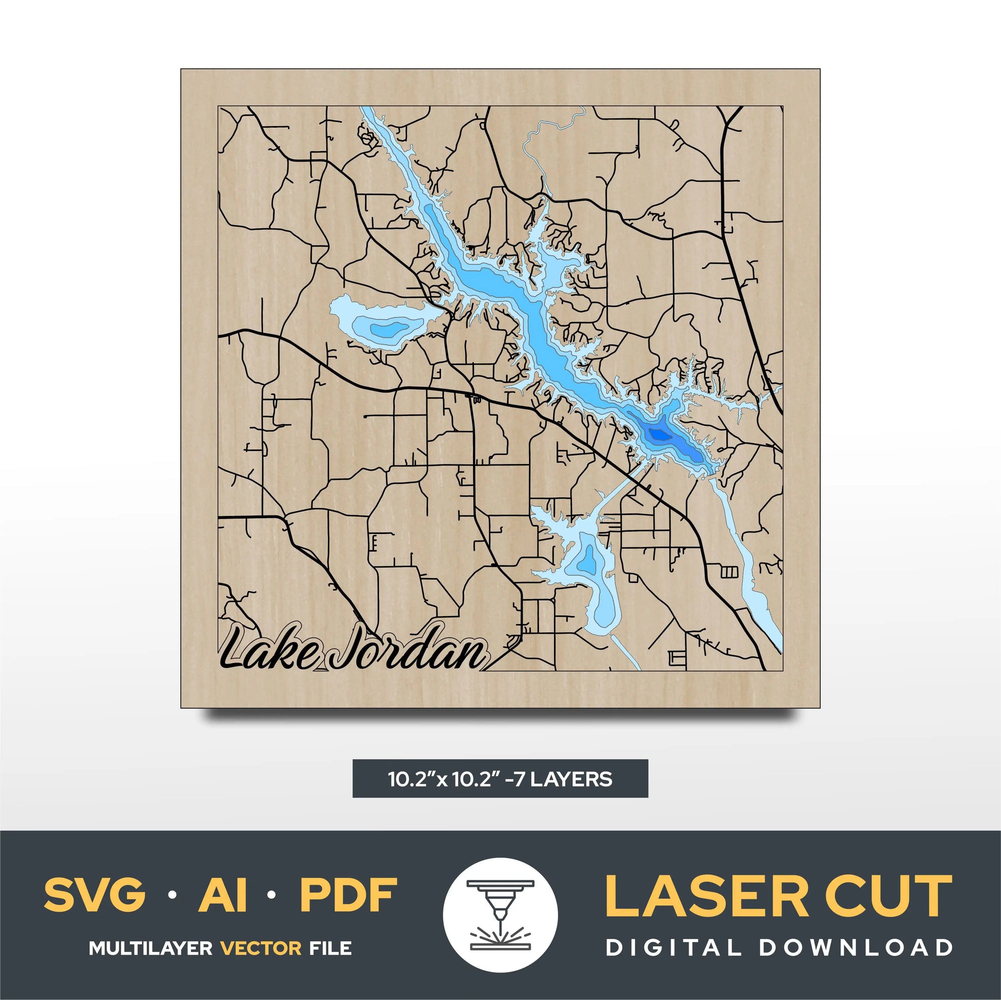 Lake Jordan Alabama Laser Cut File