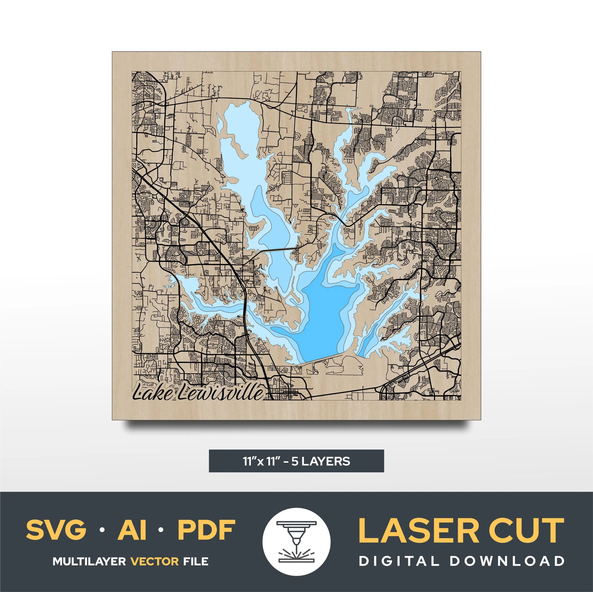 Lake Lewisville Texas Laser Cut File