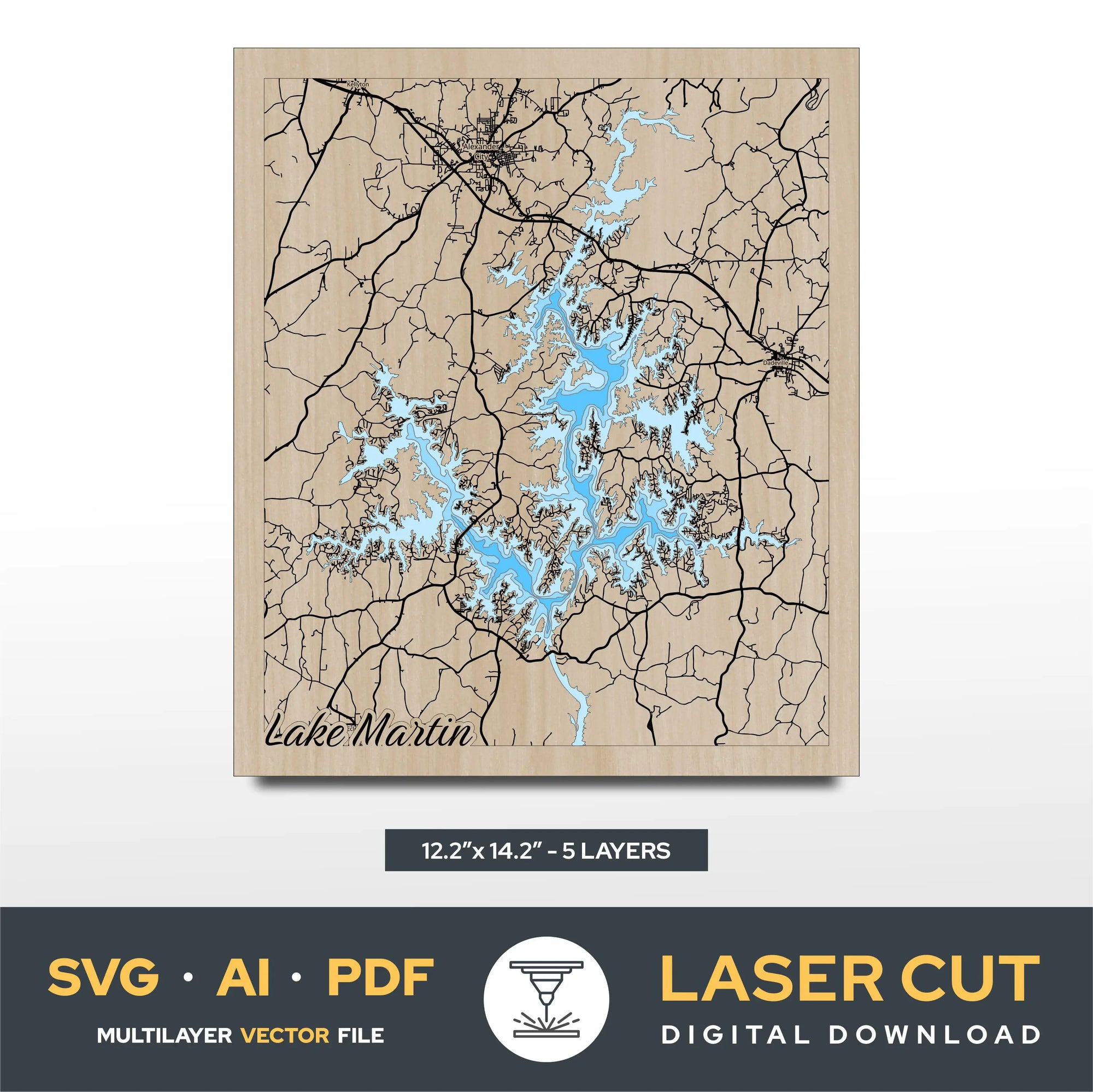 Lake Martin Alabama Laser Cut File