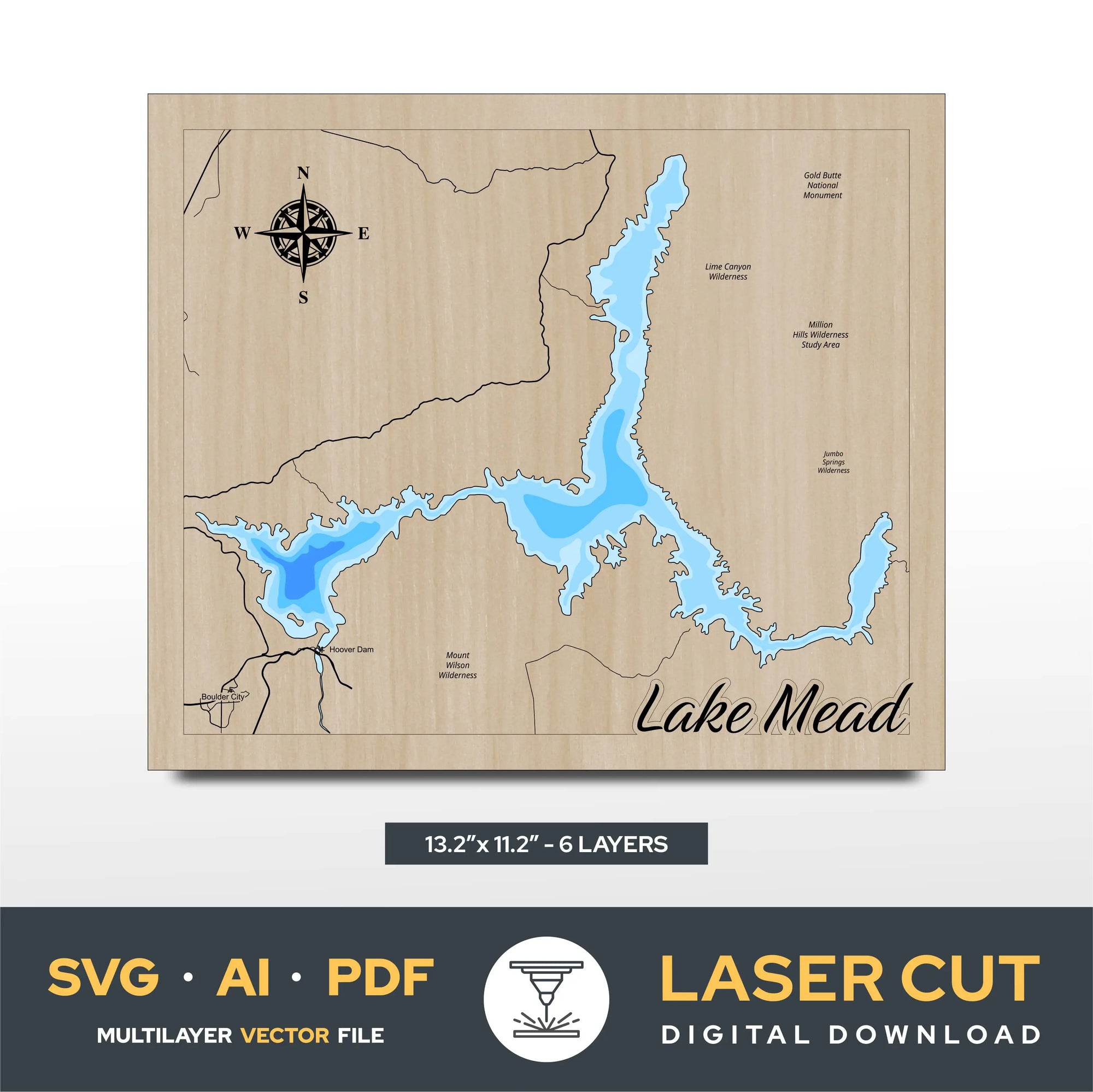 Lake Mead Nebraska Arizona Laser Cut File