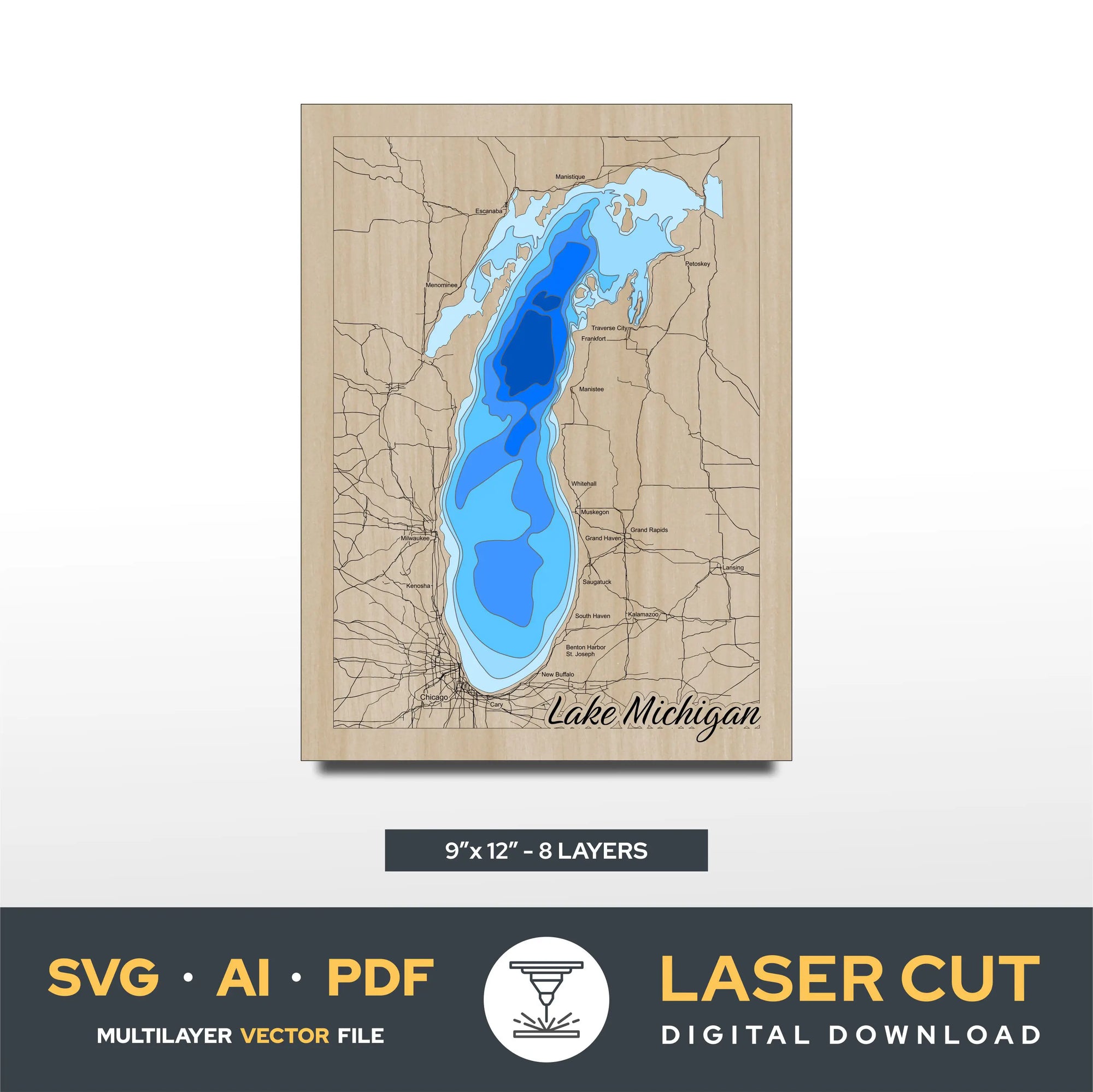 Lake Michigan The Great Lakes Laser Cut File