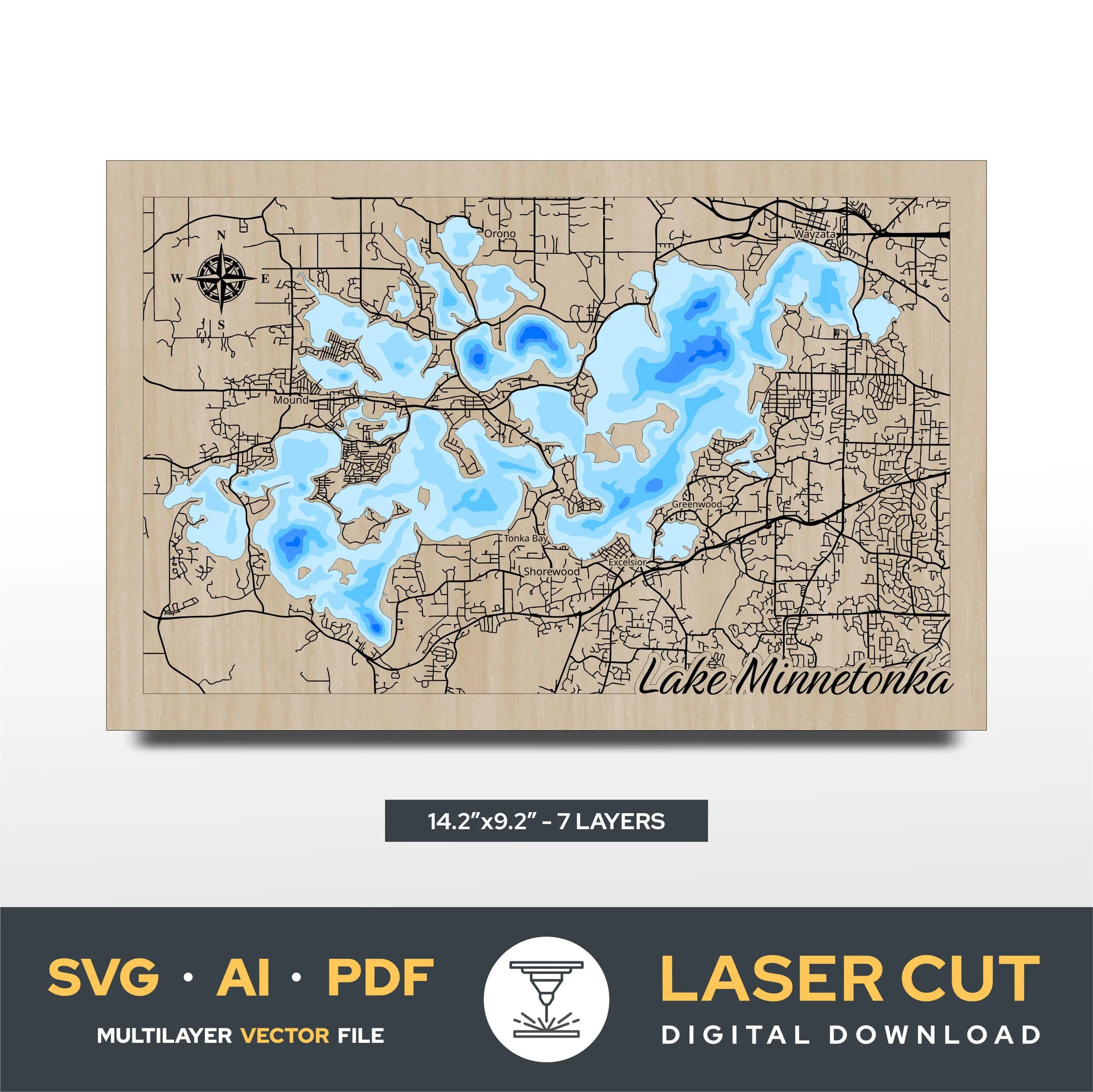 Lake Minnetonka Minnesota Laser Cut File