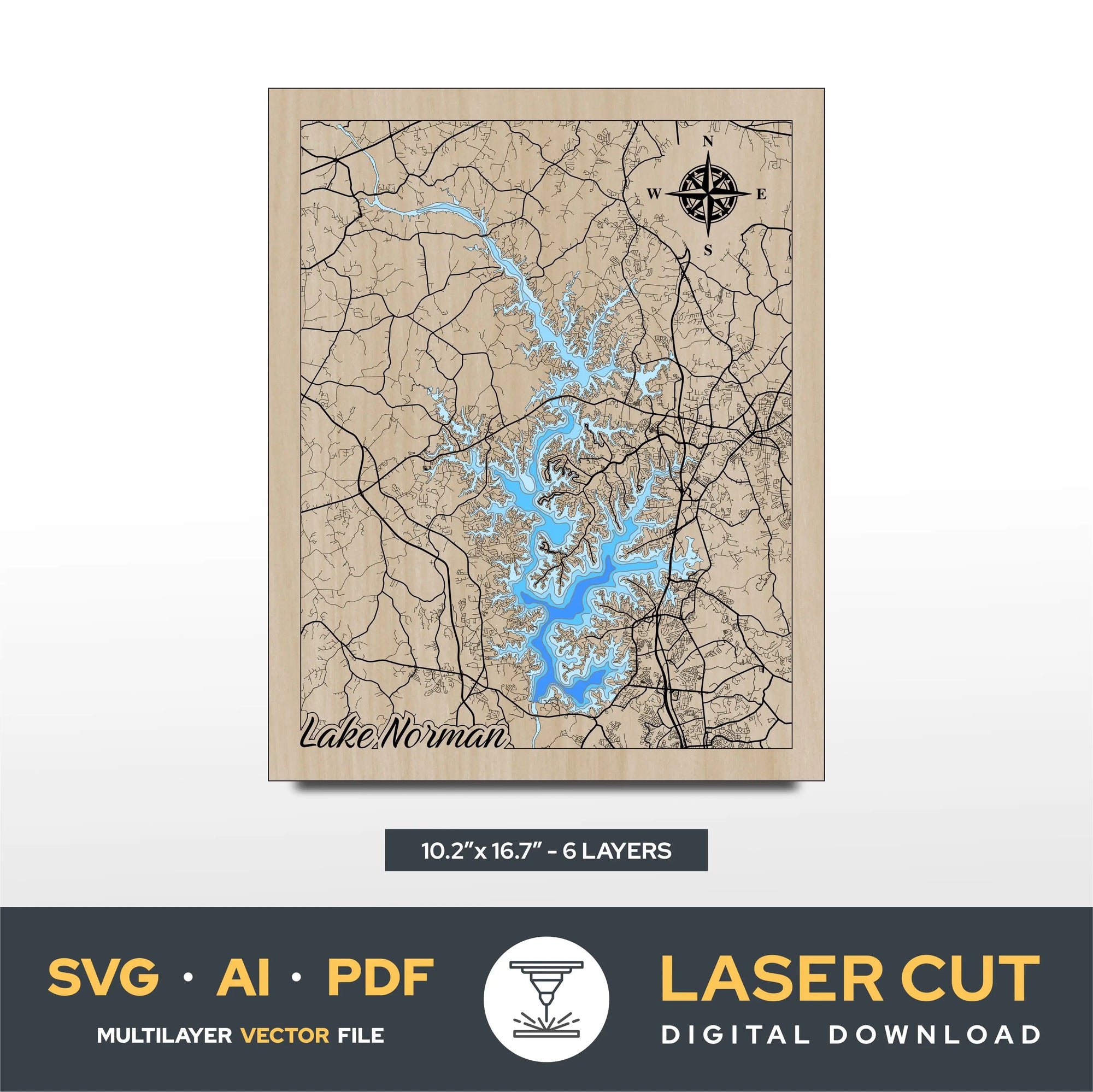 Lake Norman North Carolina Laser Cut File