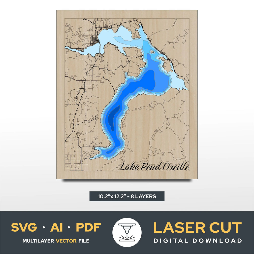 Lake Pend Oreille Idaho Laser Cut File