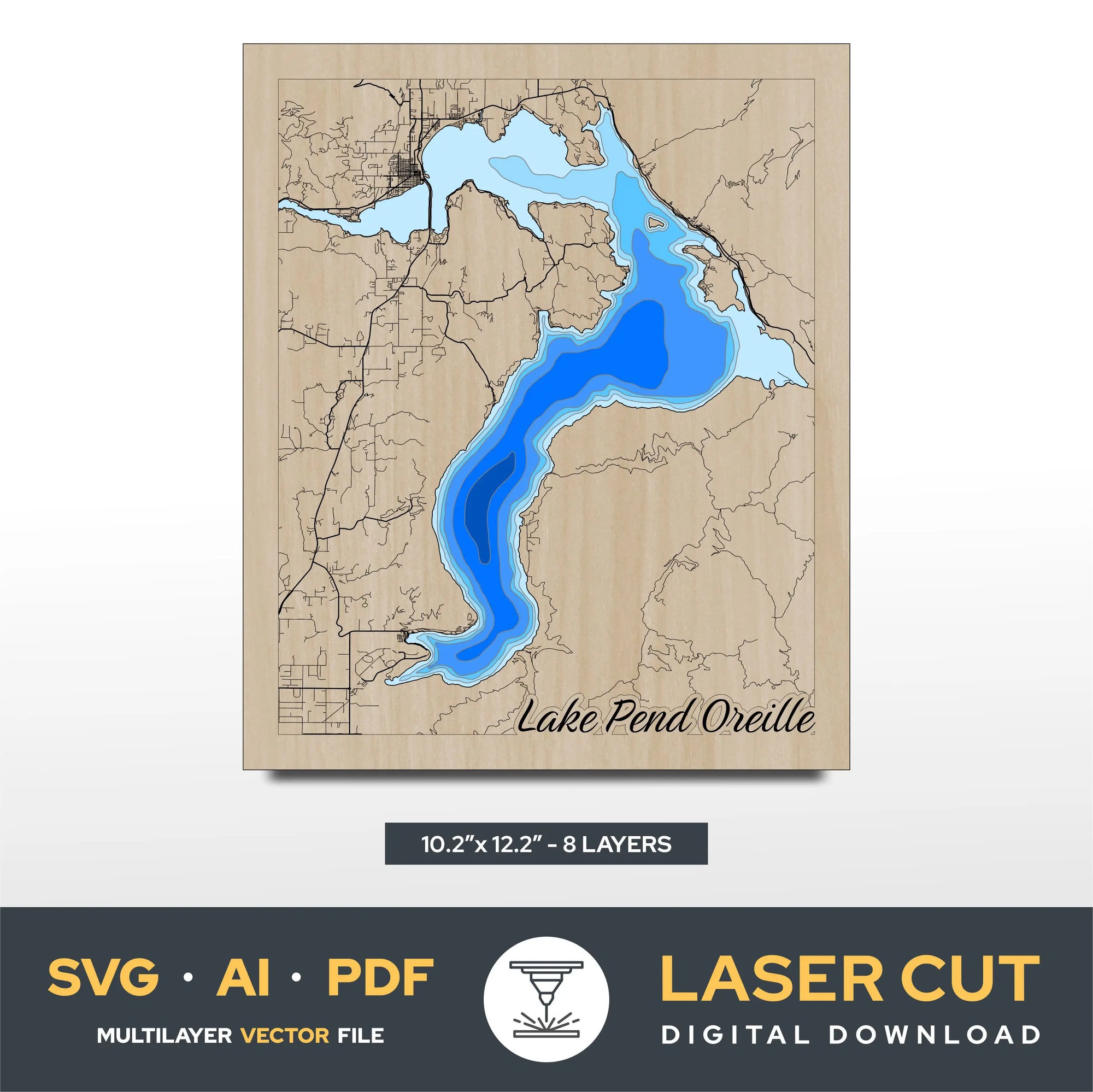 Lake Pend Oreille Idaho Laser Cut File