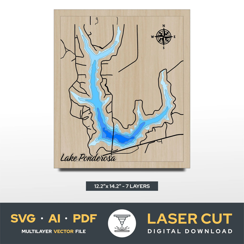 Lake Ponderosa Iowa Laser Cut File