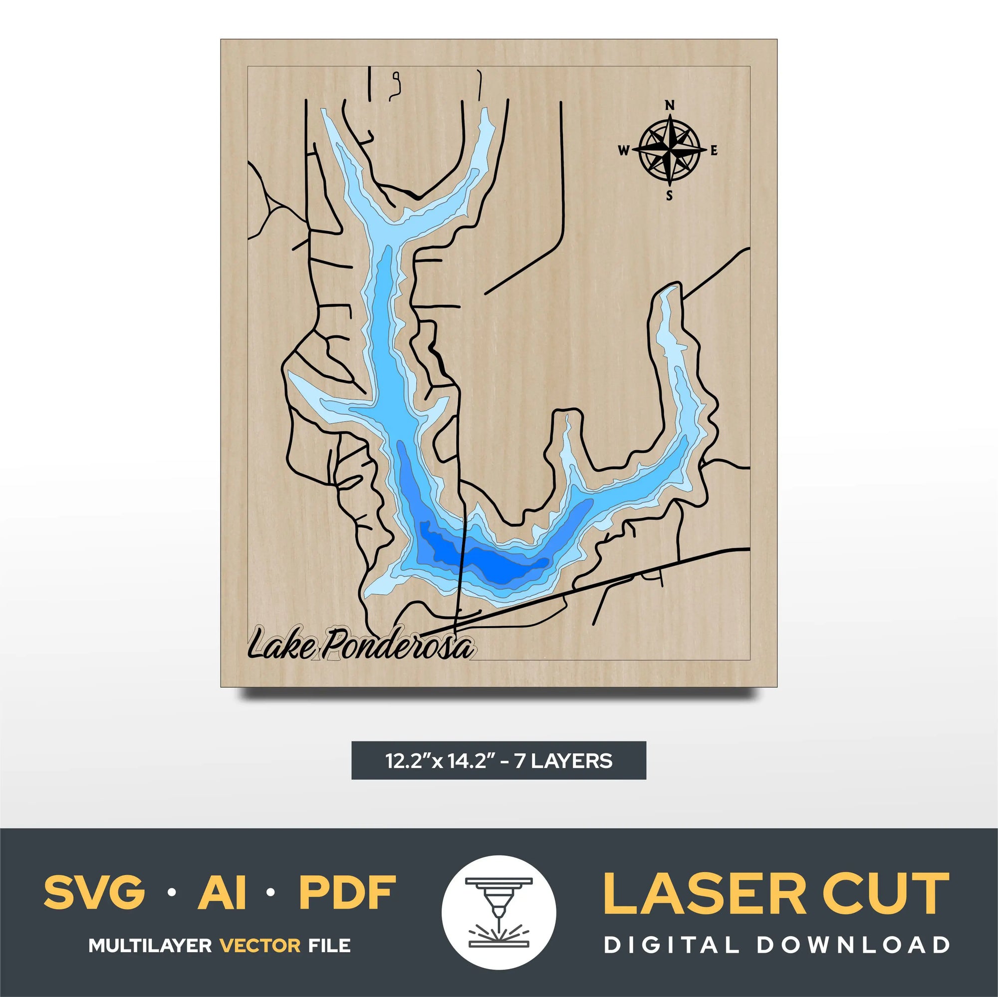 Lake Ponderosa Iowa Laser Cut File