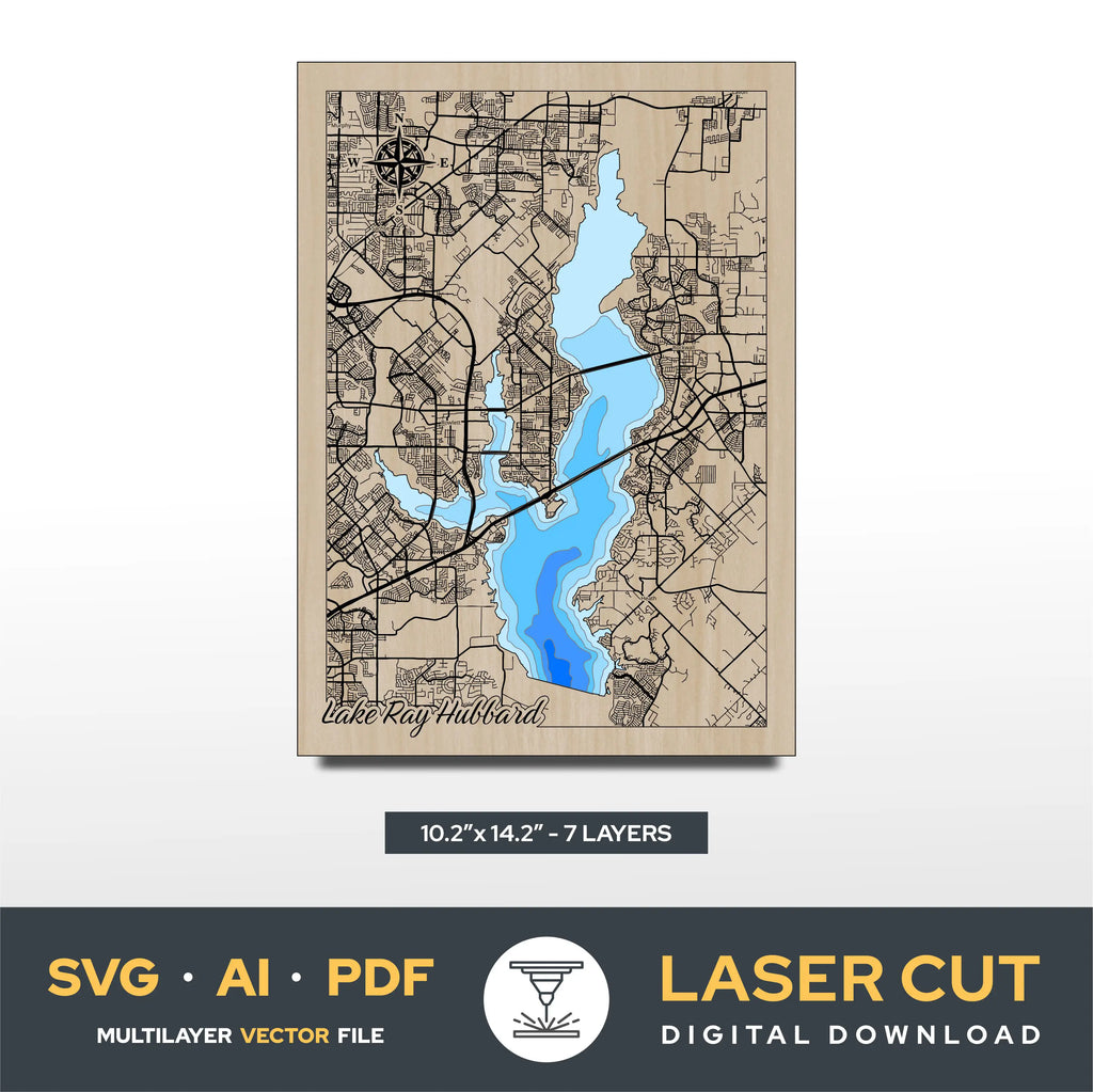Lake Ray Hubbart Michigan Laser Cut File