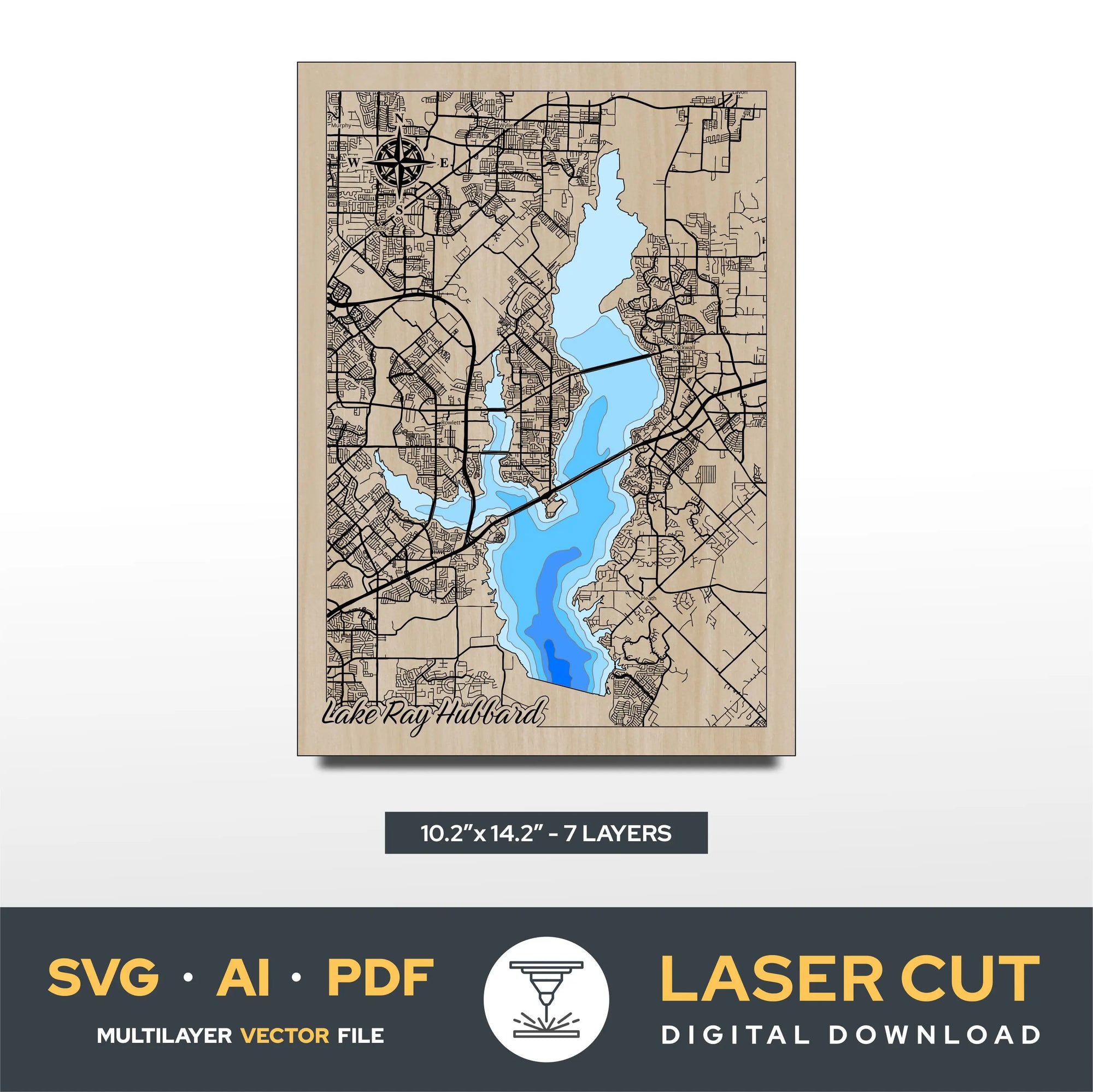 Lake Ray Hubbart Michigan Laser Cut File