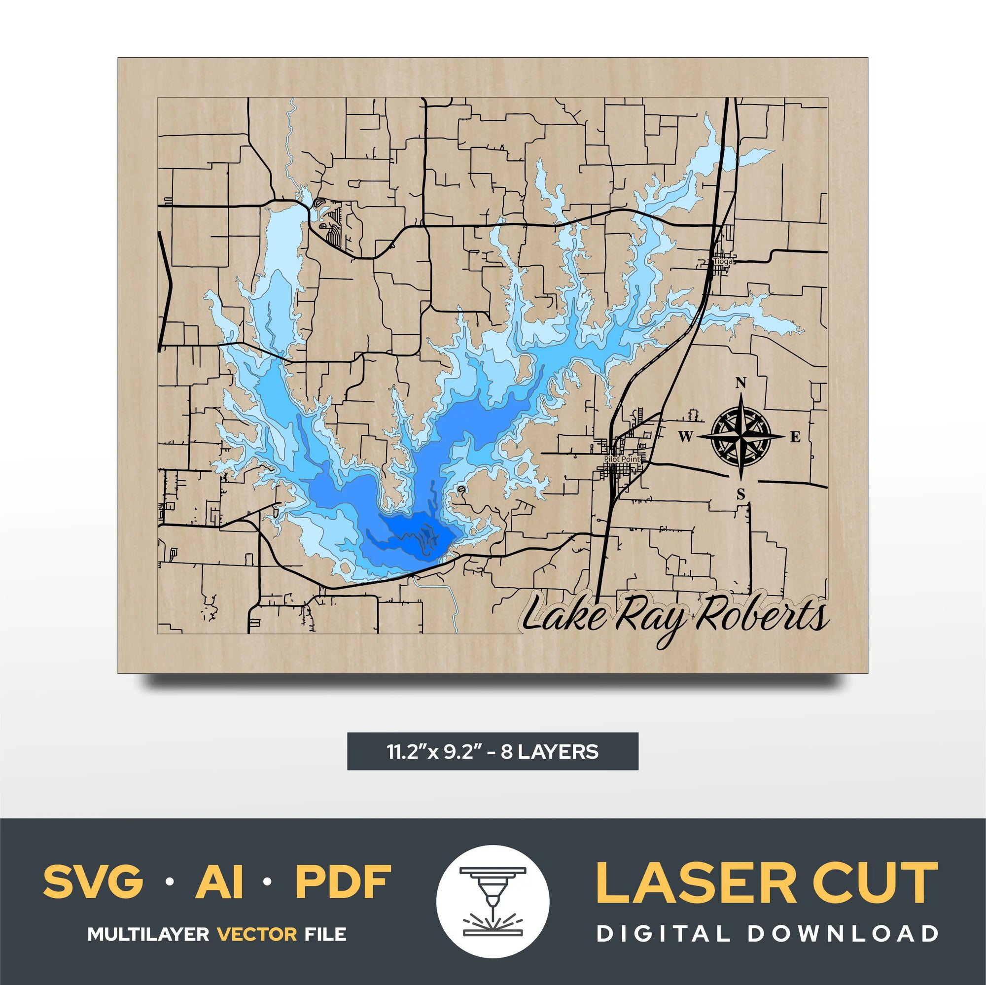 Lake Ray Roberts Texa Laser Cut File