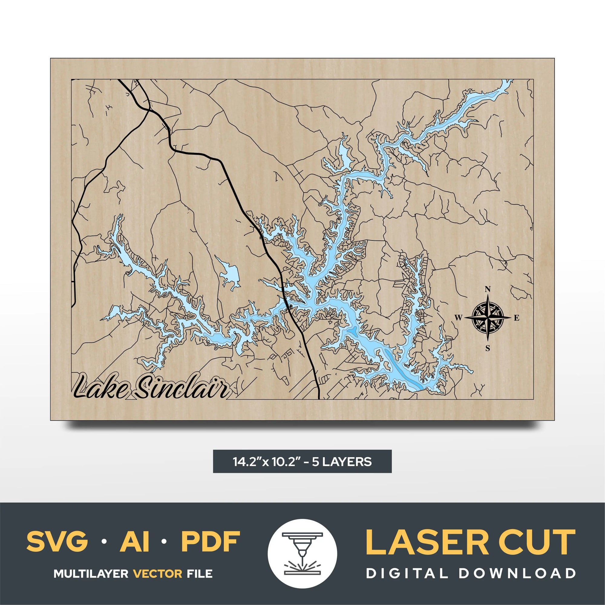 Lake Sinclair Georgia Laser Cut File