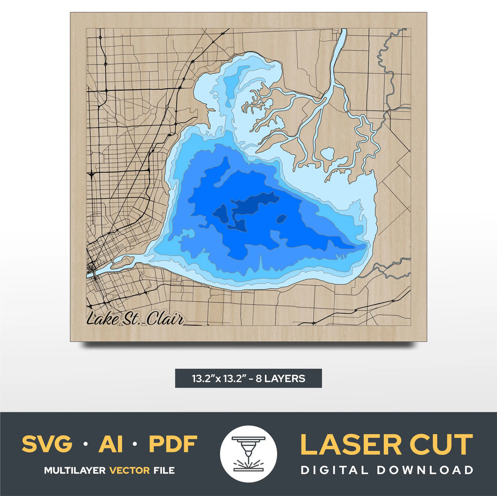 Lake St. Claire Michigan Laser Cut File