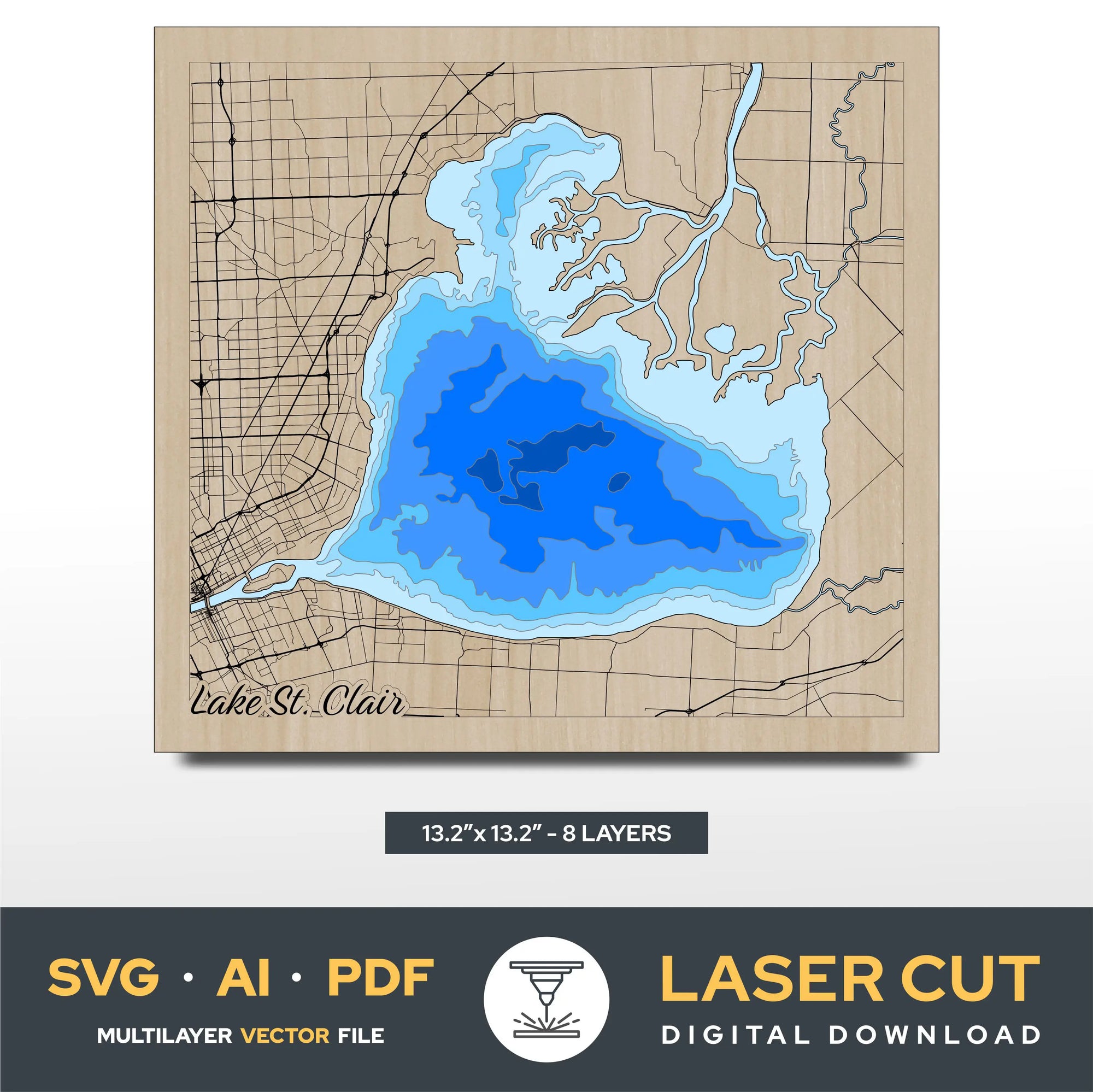 Lake St. Claire Michigan Laser Cut File